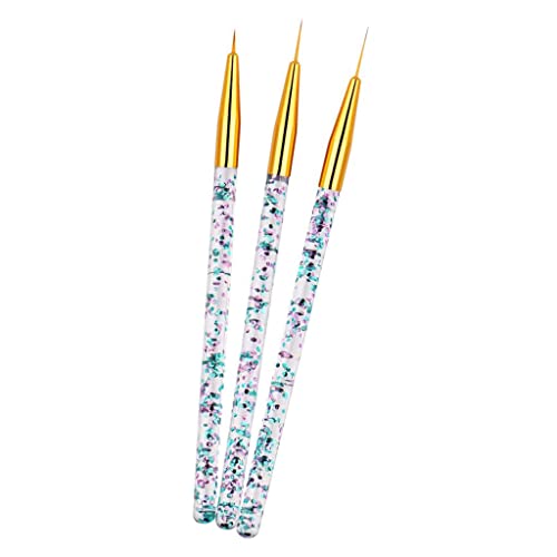 Syorica - 3Pcs Nail Art UV Gel Polish Painting Brushes Set for Detailing & Drawing, Golden Handle Professional Nail Design Tools | Perfect for Salon, Home Manicure & DIY Nail Art