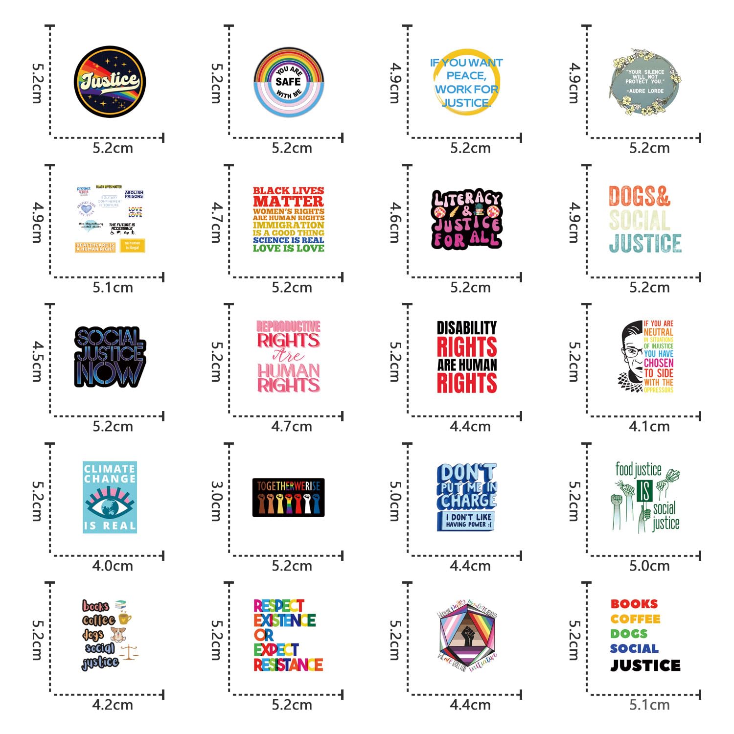 61Pcs Social Justice Stickers Pack - Cute Cartoon Vinyl Waterproof Decals for Water Bottles, Laptops, Phones, Skateboards - Perfect for Scrapbooking, Bumper Decor, Party Supplies - Ideal for Kids, Teens & Adults - Great for Social Awareness Events, School Projects & Activism Gear
