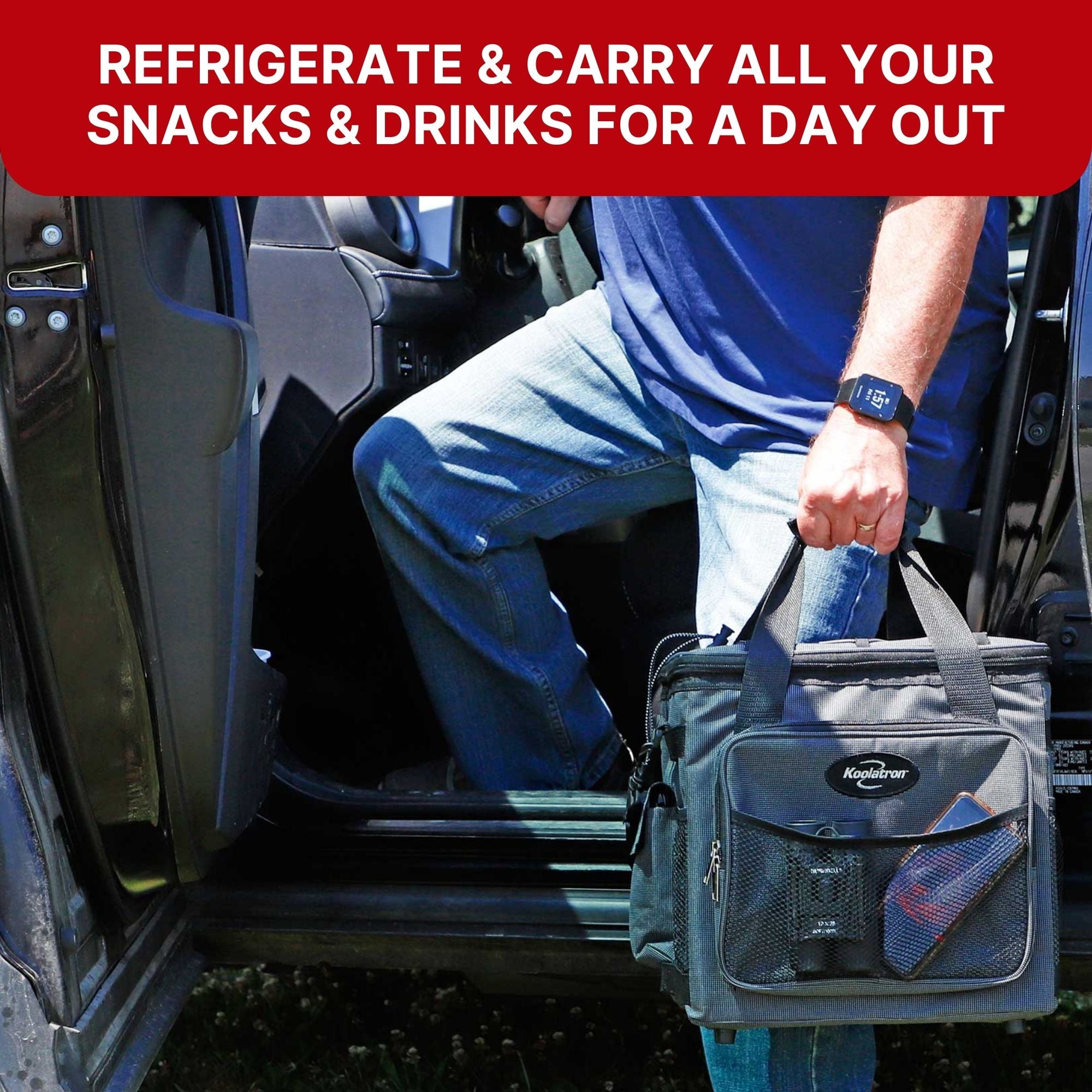 Koolatron 12V Electric Cooler Bag - 25L (26qt) Portable Thermoelectric Cooler with DC Connection | Foldable Iceless Fridge for Car, Truck, RV, Camping & Outdoor Adventures | Gray/Black