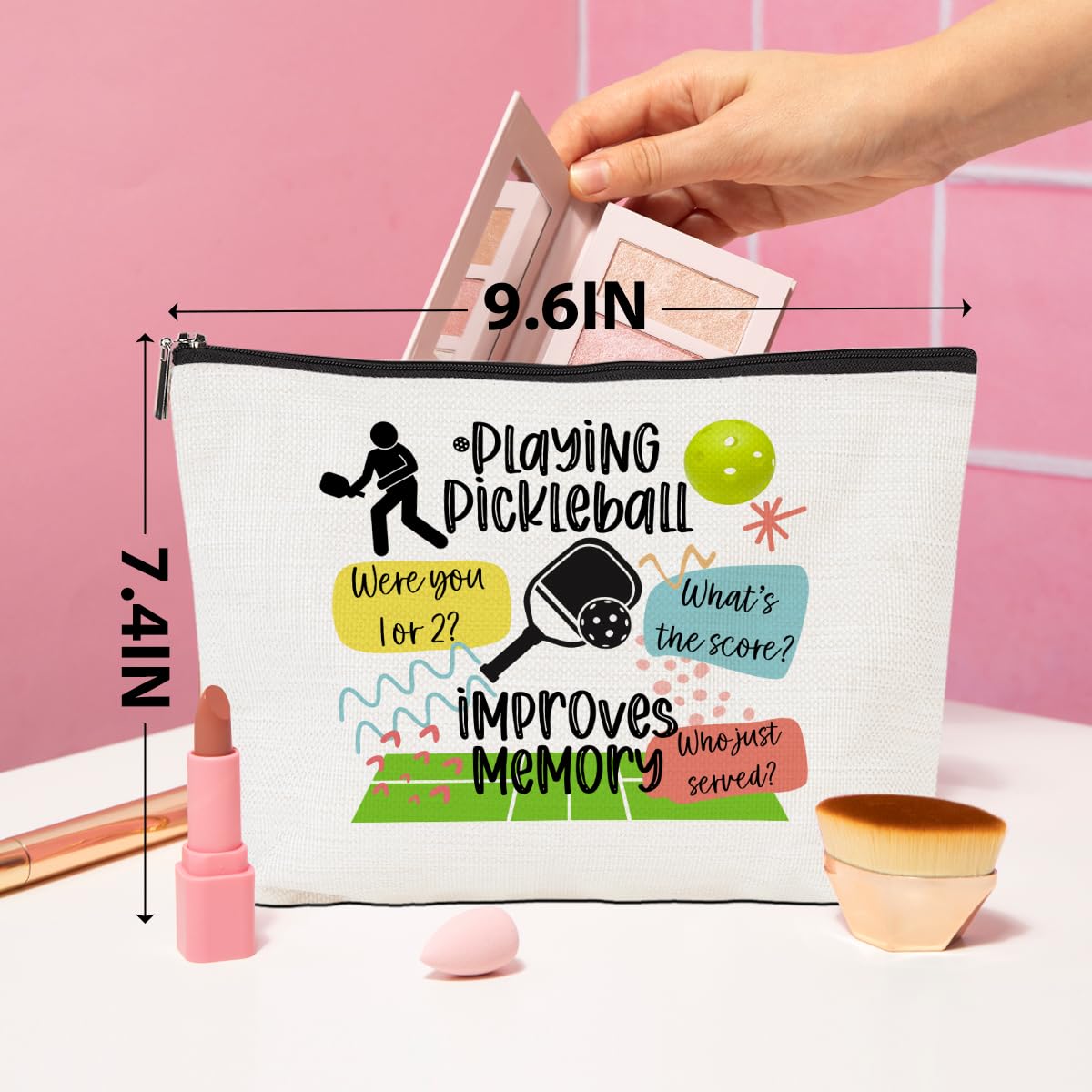 Funny Pickleball Gifts for Women - Makeup Bag & Cosmetic Zipper Pouch for Players, Coaches & Fans - Perfect Christmas & Birthday Present - Great for Court Accessories & Travel Toiletries Storage