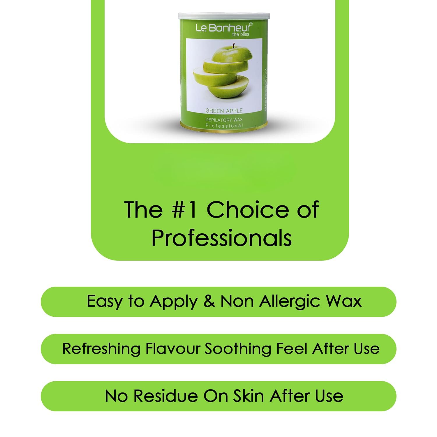 Green Apple Liposoluble Wax for Full Body Hair Removal | Sensitive Skin & Delicate Areas | 800g Waxing Kit | Perfect for Home Spa, Salon, or DIY Beauty Care