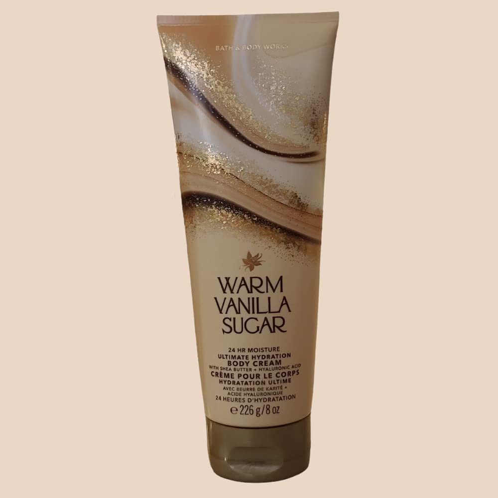 Bath & Body Works Warm Vanilla Sugar Ultra Shea Body Cream 8 Oz - Deeply Moisturizing & Nourishing Hand & Body Lotion for Dry Skin - Perfect for Daily Hydration, Spa Days & Gift Giving