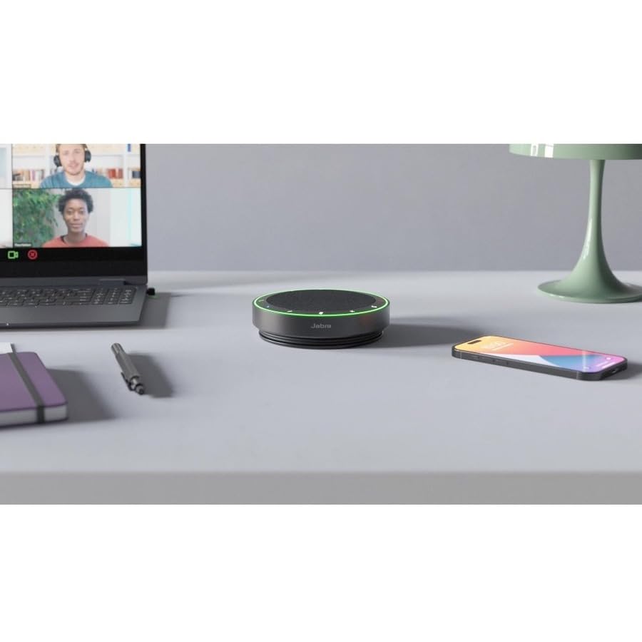 Jabra Speak2 75 Wireless Bluetooth Speakerphone - Portable Speaker with 4 Noise-Cancelling Mics, 65mm Full-Range Speakers & Super-Wideband Audio - Certified for Microsoft Teams & Zoom - Dark Grey - Perfect for Home Office, Conference Calls & Remote Meetings