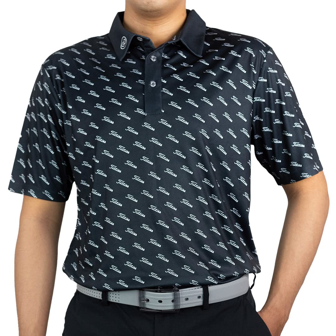 Men's Golf Polo Shirt with Titties Print - Breathable for Golf & Casual Wear
