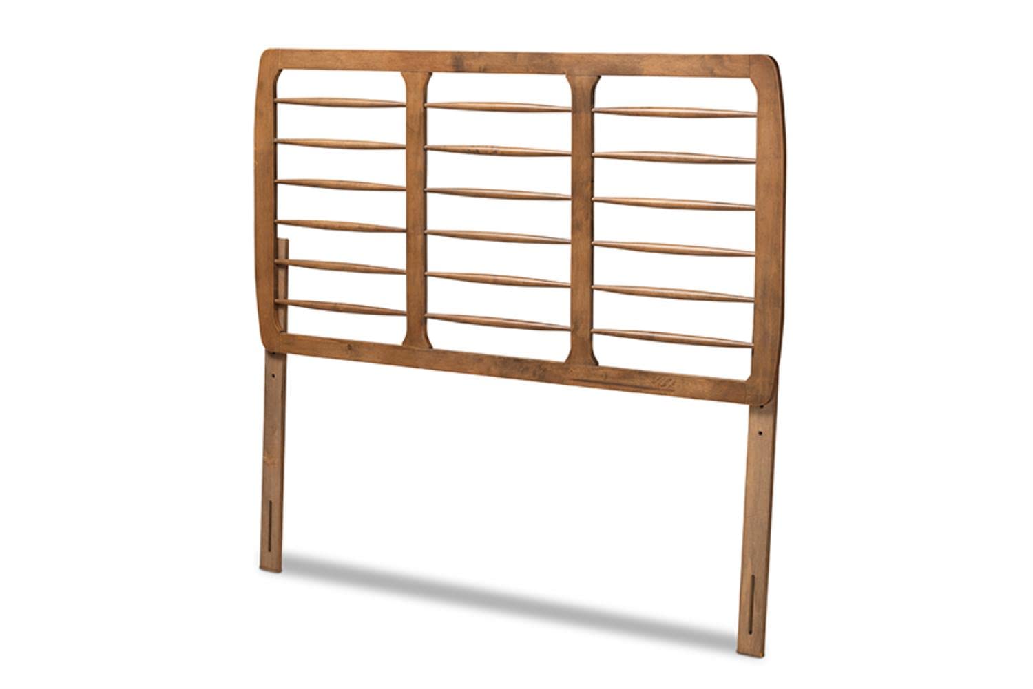 Baxton Studio Carolyn Mid-Century Modern Full Size Headboard - Solid Ash Wood with Walnut Finish for Bedroom Decor | Perfect for Contemporary & Vintage Home Interiors