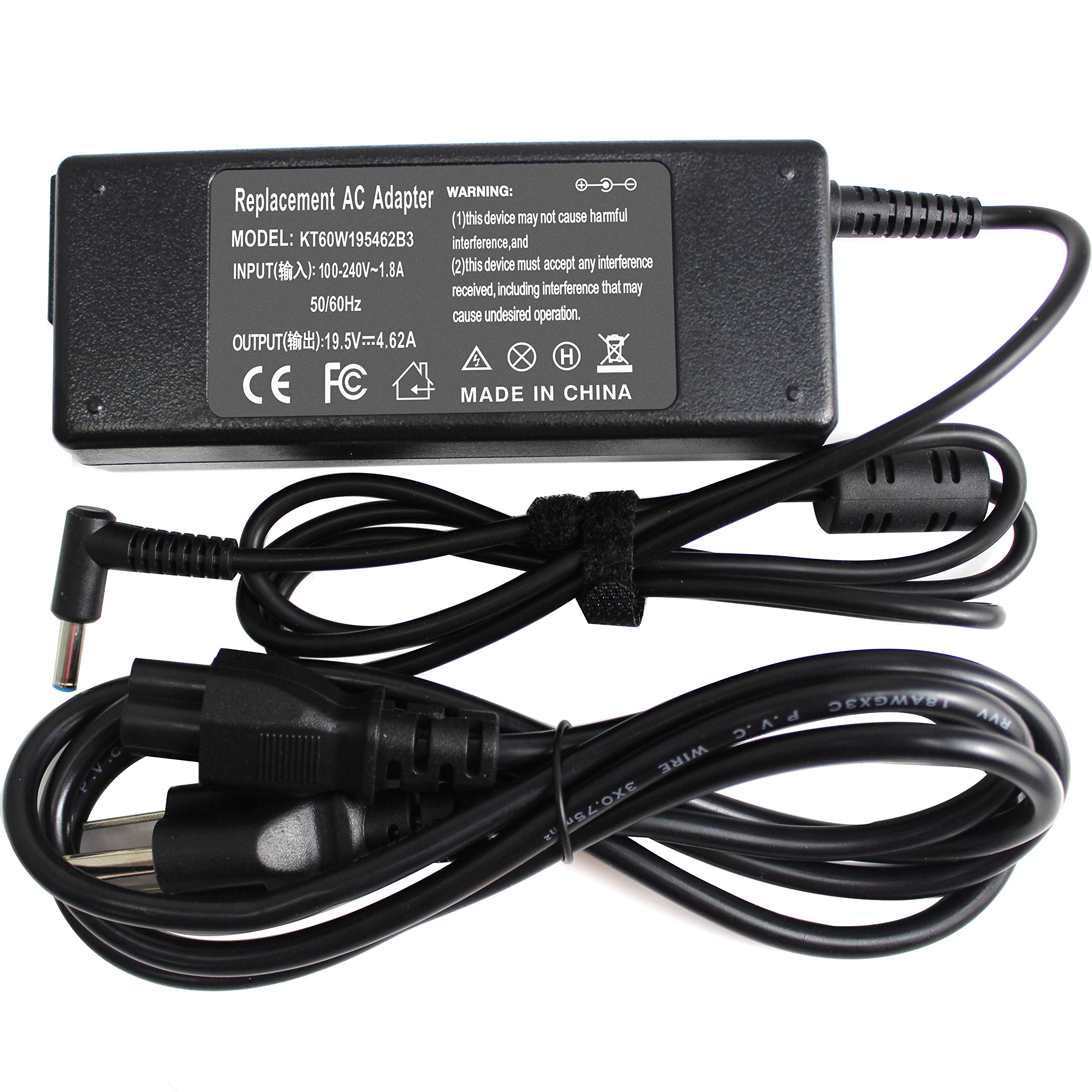 90W 19.5V 4.62A AC Adapter Laptop Charger for HP Spectre X360 13/15, Envy Touchsmart 15/17, Pavilion 11/14/15/17 - Compatible with Models 741727-001, 740015-001, 854117-850, TPN-DA11, TPN-CA13 - Perfect for Home, Office & Travel Use