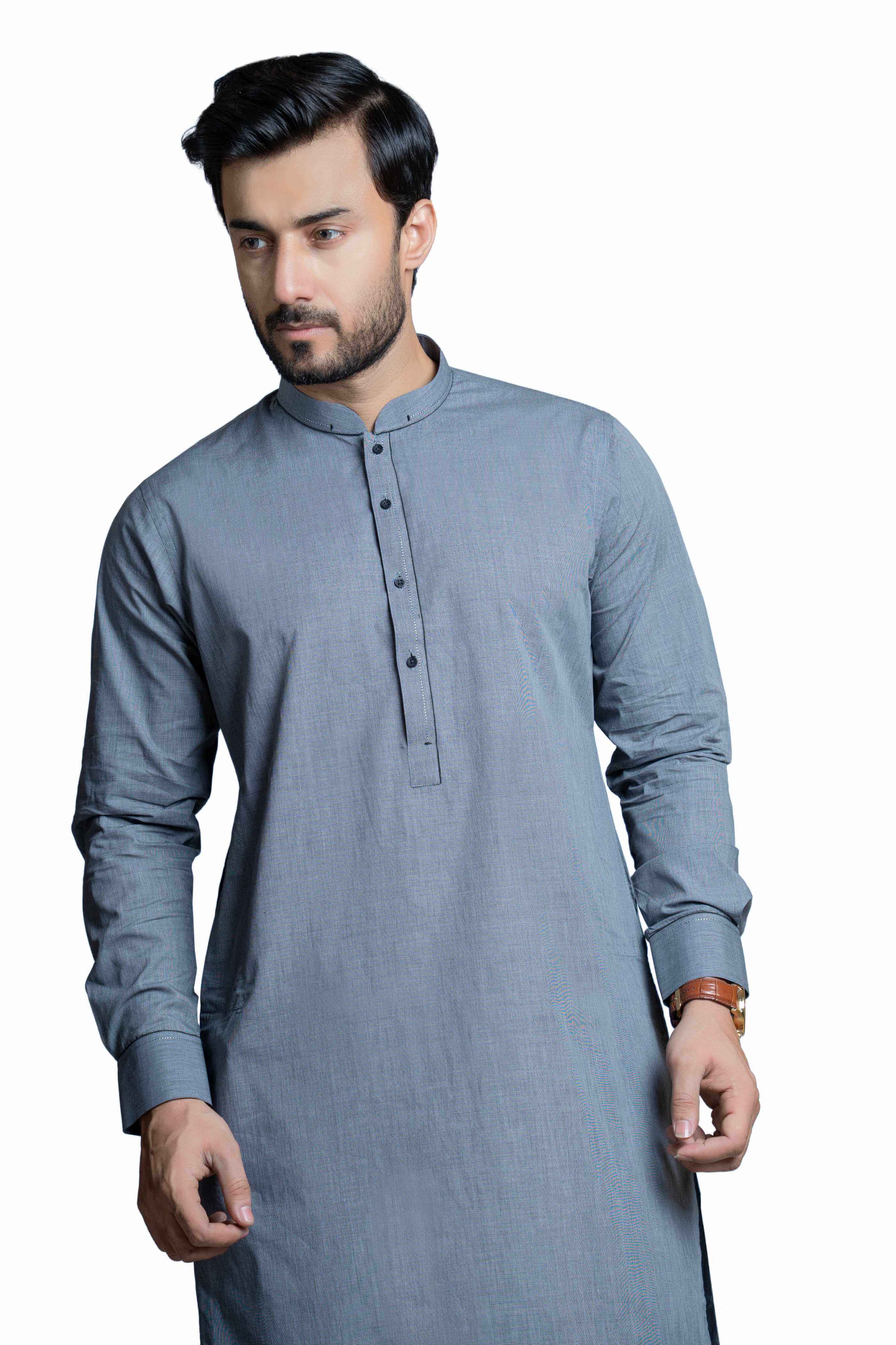 Grey Chambray Kurta Pants for Men - Classic Fit Comfortable Cotton Lounge Wear for Yoga, Meditation & Casual Outings