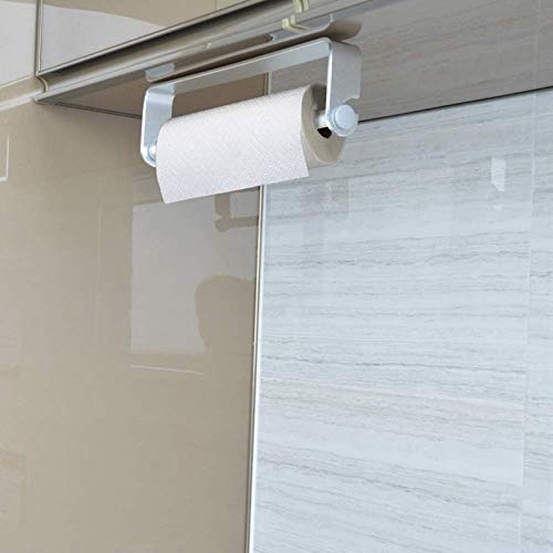 Stainless Steel Self-Adhesive Paper Towel Holder - Under Cabinet Mount, Wall Mount Kitchen Tissue Dispenser for Easy Access - Perfect for Kitchen, Bathroom, Office (Silver)