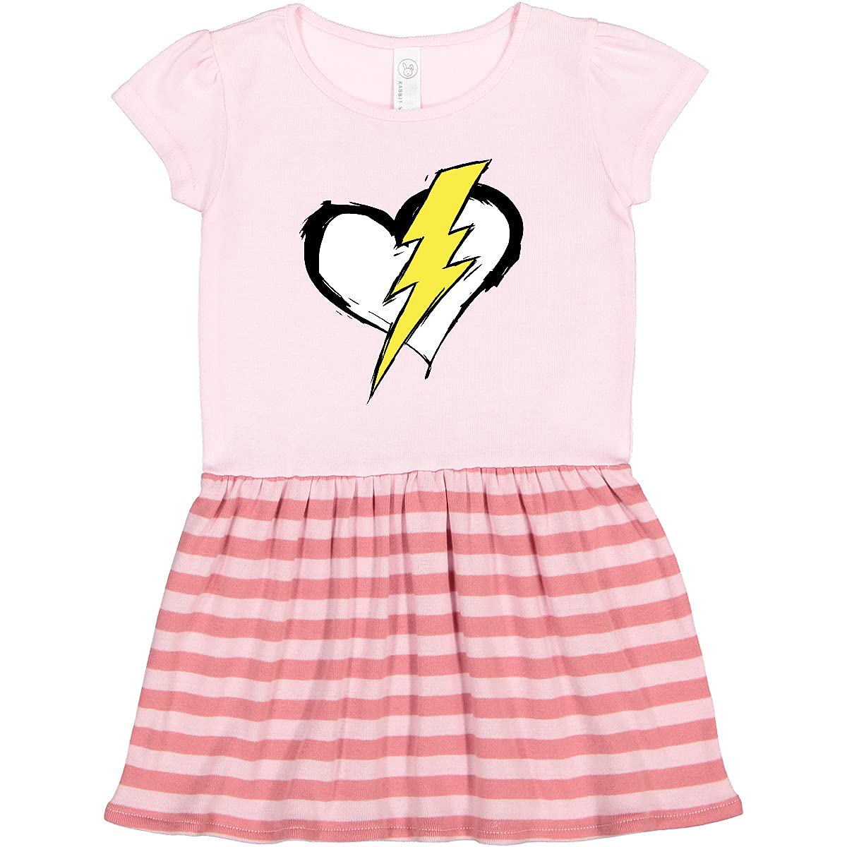 Inktastic Lightning Bolt Heart Toddler Dress - Cute Graphic Print Casual Outfit for Girls, Perfect for Playdates, Parties & Everyday Wear