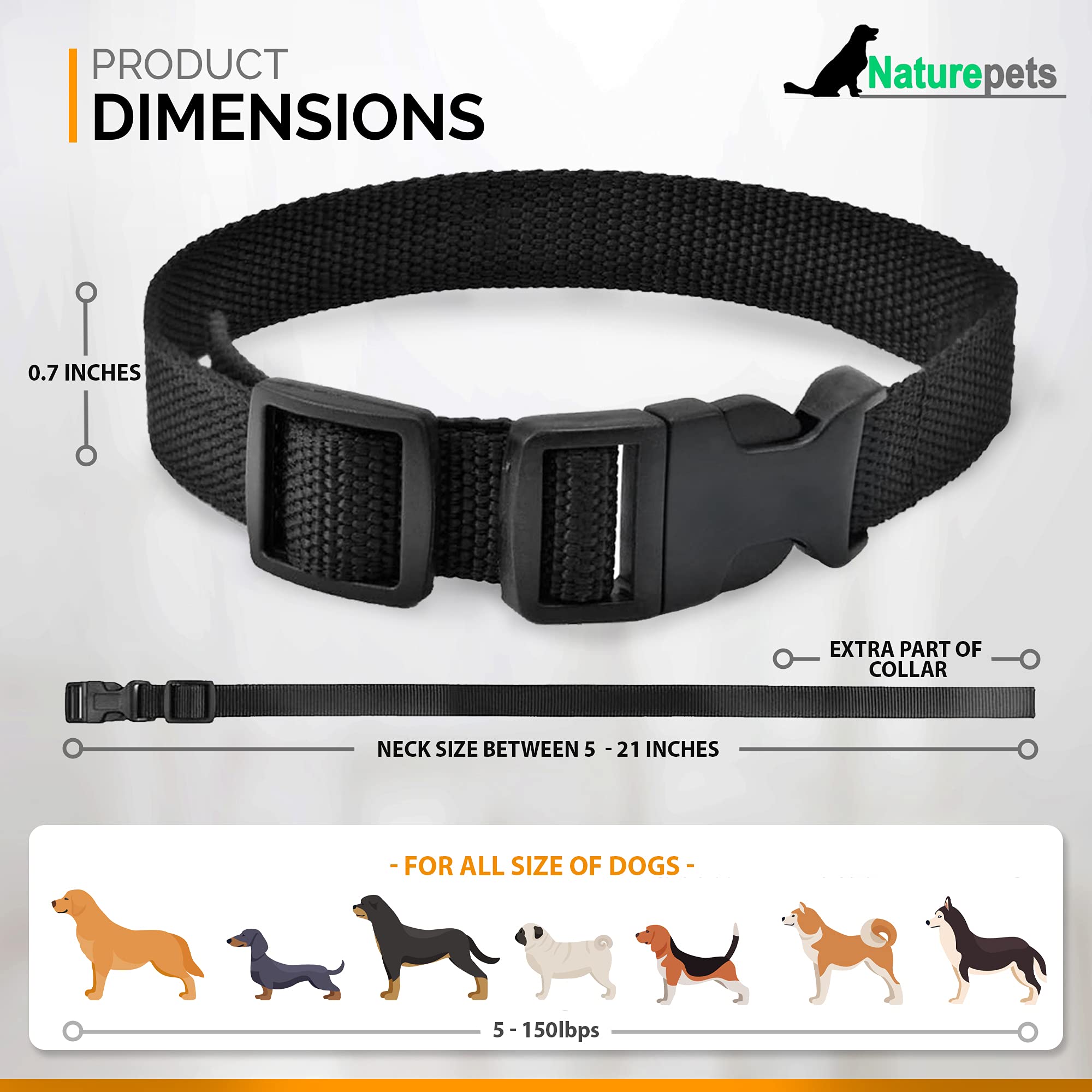 Naturapets Replacement Nylon Strap Collar for Vibrating & Static Shock Anti-Bark Training Collars - Compatible with Most Dog Training Devices (Replacement Only, 1 Collar) - Perfect for Outdoor Training & Behavior Correction