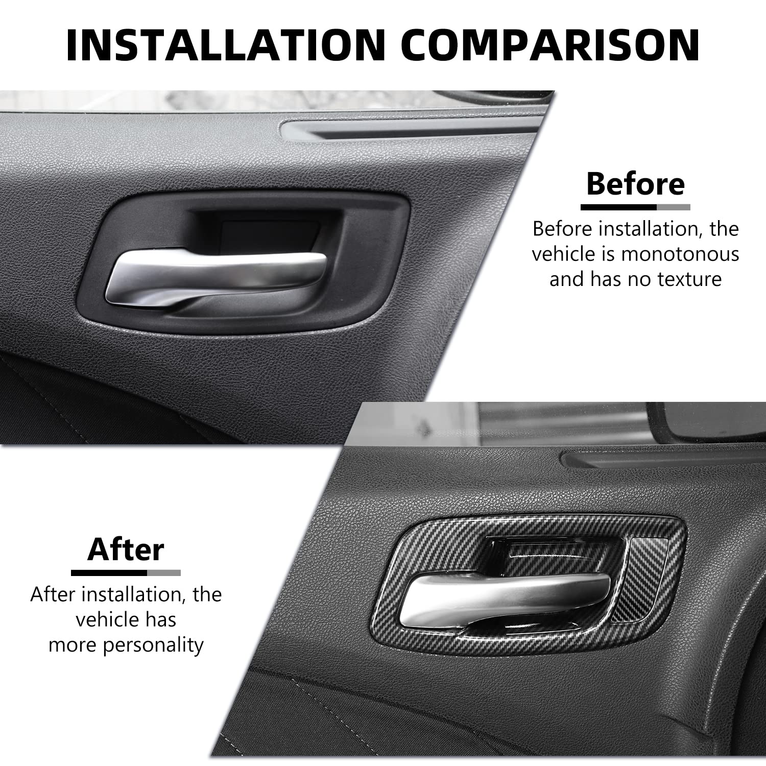 Carbon Fiber Inner Door Handle Bowl Cover for Dodge Charger 2011-2022 & Chrysler 300 - Premium Interior Accessories for Car Door Handle Protection and Style Upgrade - Perfect for Daily Driving and Car Show Enhancement