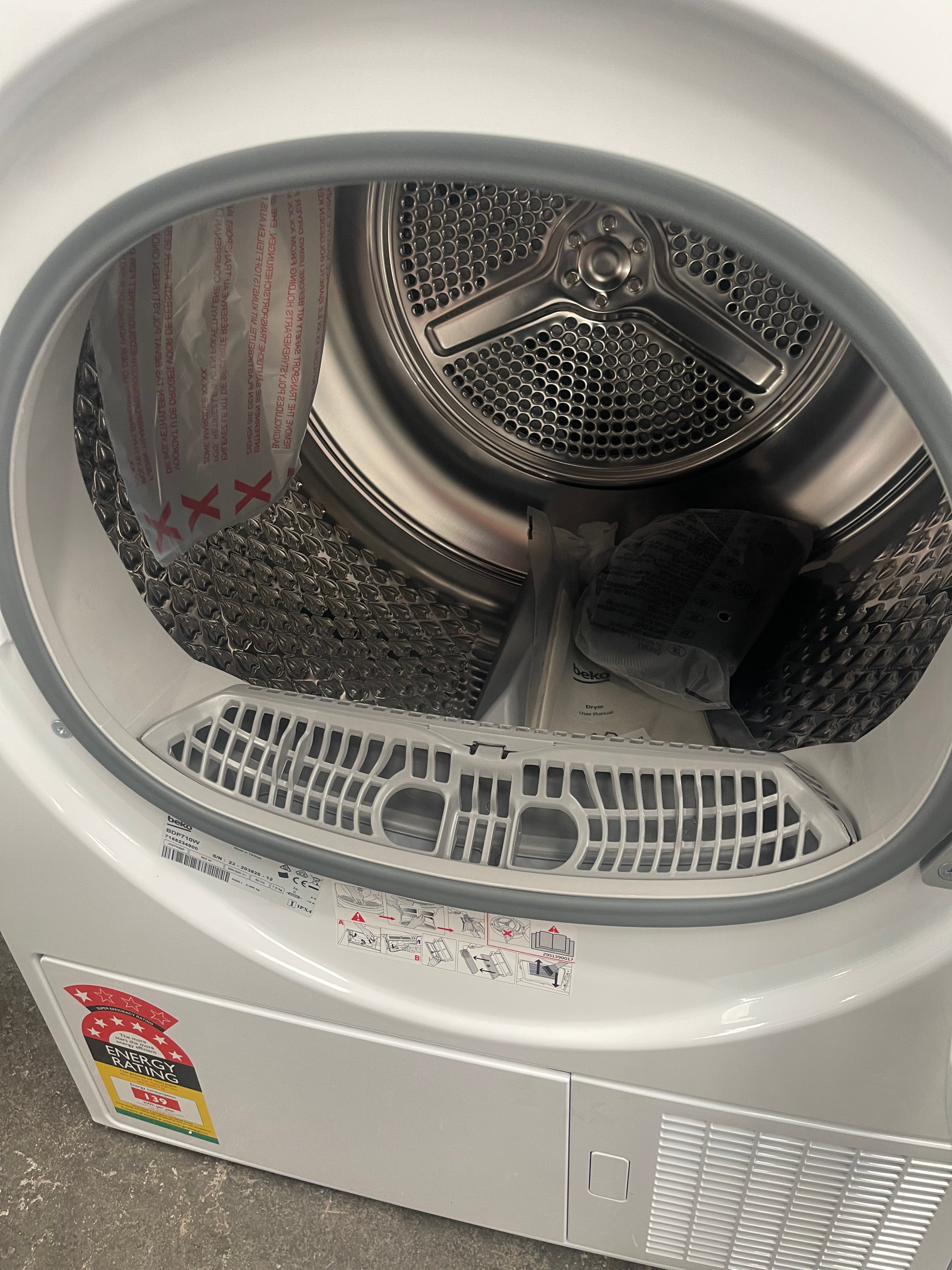 Beko BDP710W 7kg Heat Pump Dryer - Energy Efficient, Quiet & Gentle on Clothes | Factory Second Condition | Perfect for Apartments, Laundry Rooms & Small Spaces
