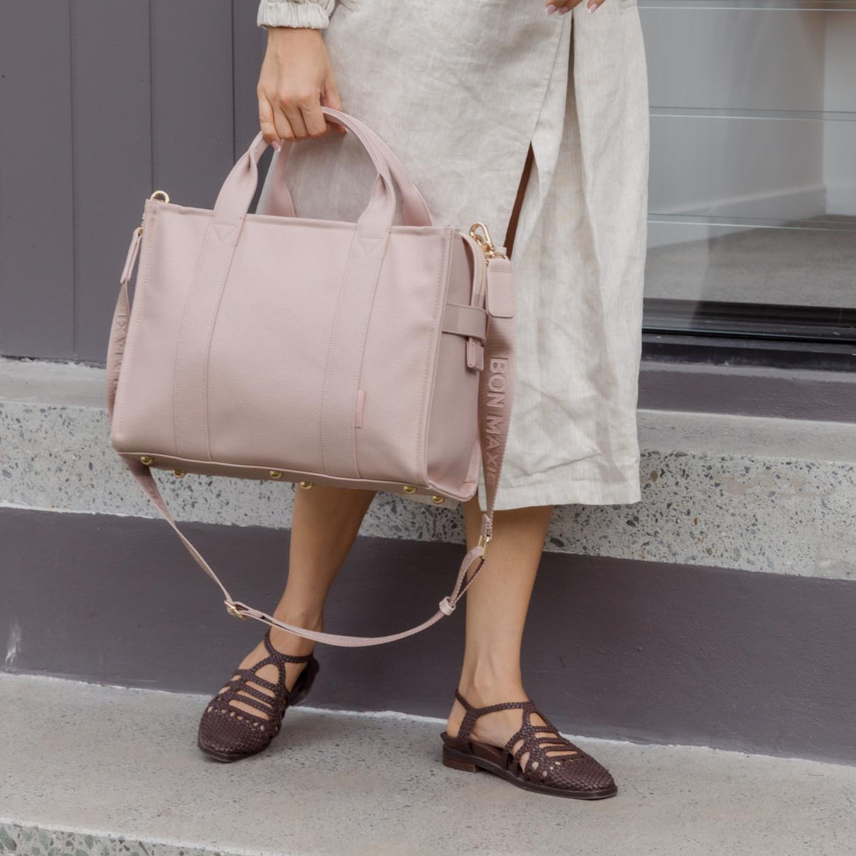Stylish Small Bon Vivant Structured Tote Bag - Perfect for Work, Travel & Daily Essentials | Milk Tea Color Fashion Handbag for Women