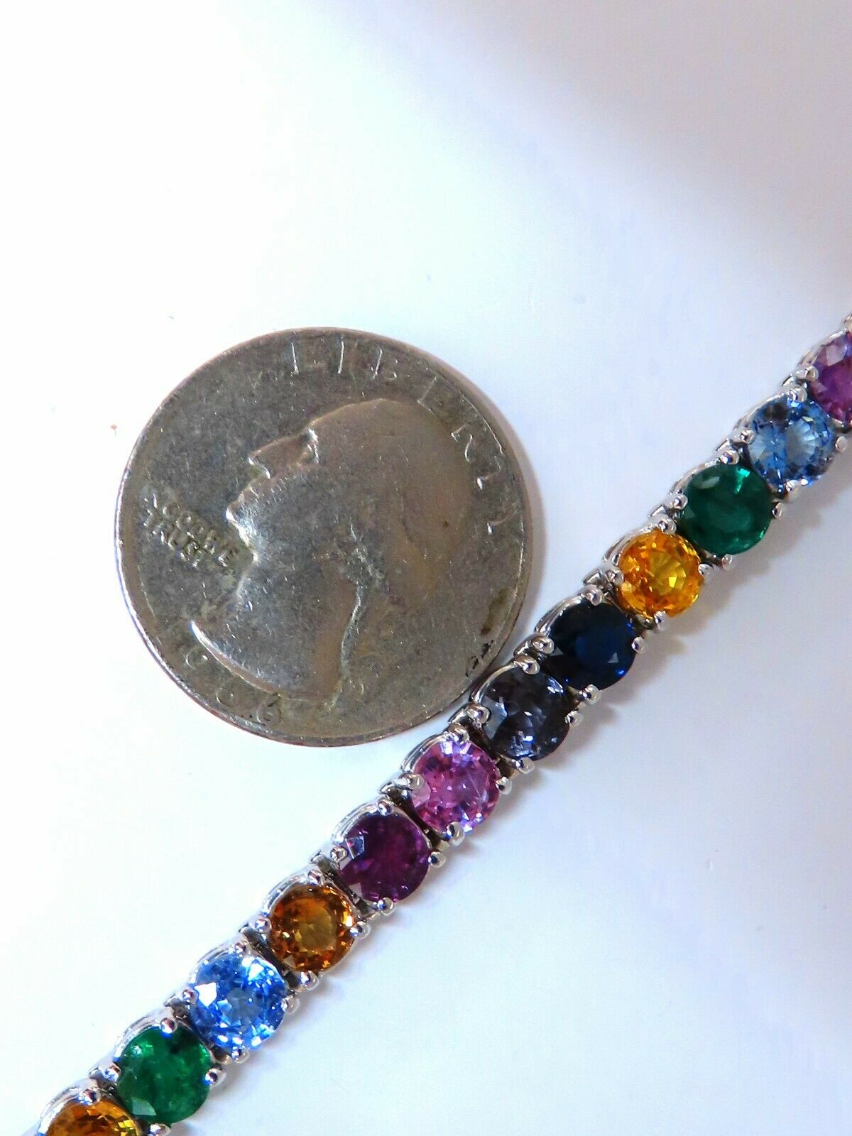 22Ct Natural Gemstone Line Bracelet - Emerald, Sapphire & Ruby in 14K Gold | Elegant Jewelry for Women, Perfect for Weddings, Parties & Gifts