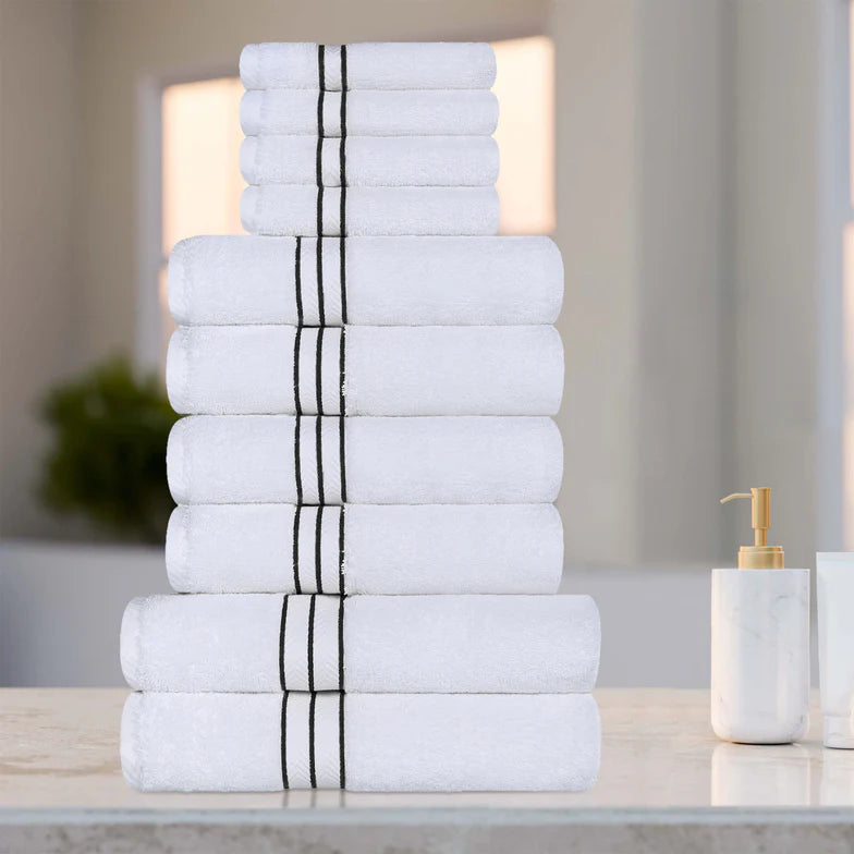 Premium Turkish Cotton Ultra Plush 10-Piece Bath Towel Set - Super Absorbent & Soft for Spa, Beach & Luxury Bathroom Use