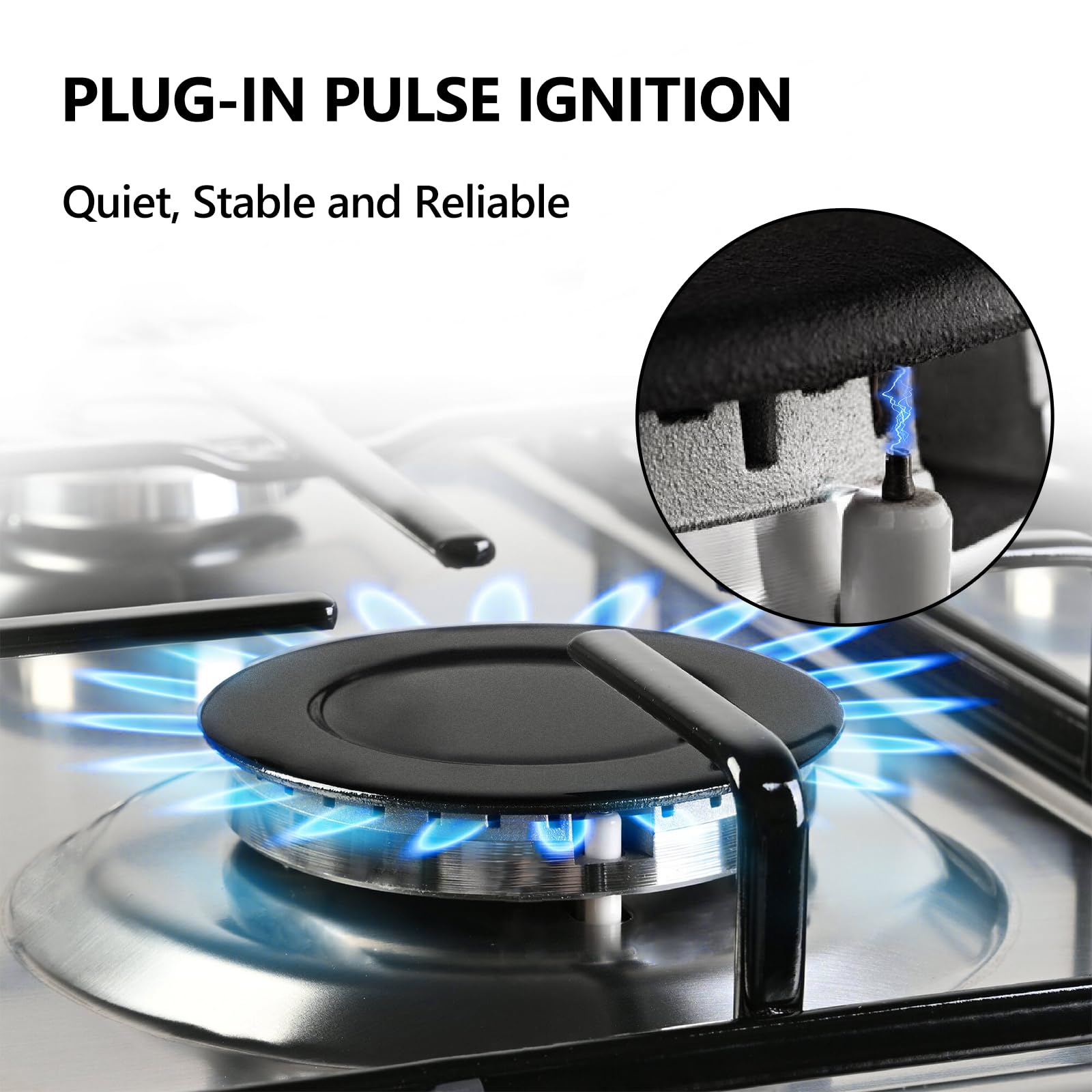 23 Inch 4 Burner Gas Stove Top - 27,400 BTU NG/LPG Convertible Stainless Steel Cooktop with Thermocouple Protection | Perfect for Outdoor Kitchen, Camping, RV Trips & Backyard BBQs
