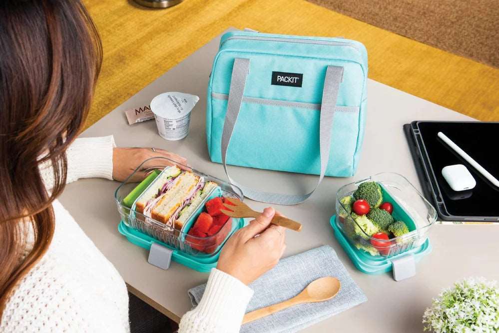 Packit Freezable Lunch Box Cooler Bag - Insulated Reusable Zuma Lunch Tote for Work, School & Picnics - Mint Green