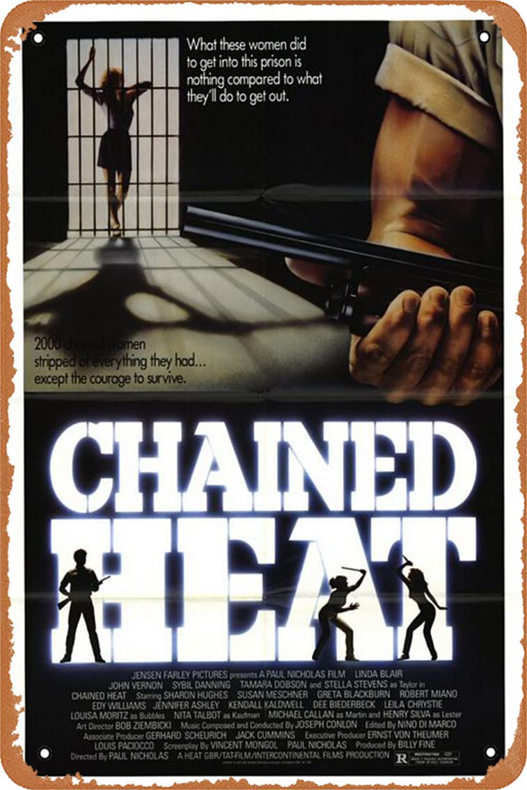 Vintage Chained Heat 1983 Movie Poster - Retro Metal Tin Sign Wall Art 8x12 Inch - Perfect for Home Theater, Man Cave, Bar Decor & 80s Movie Memorabilia Collection