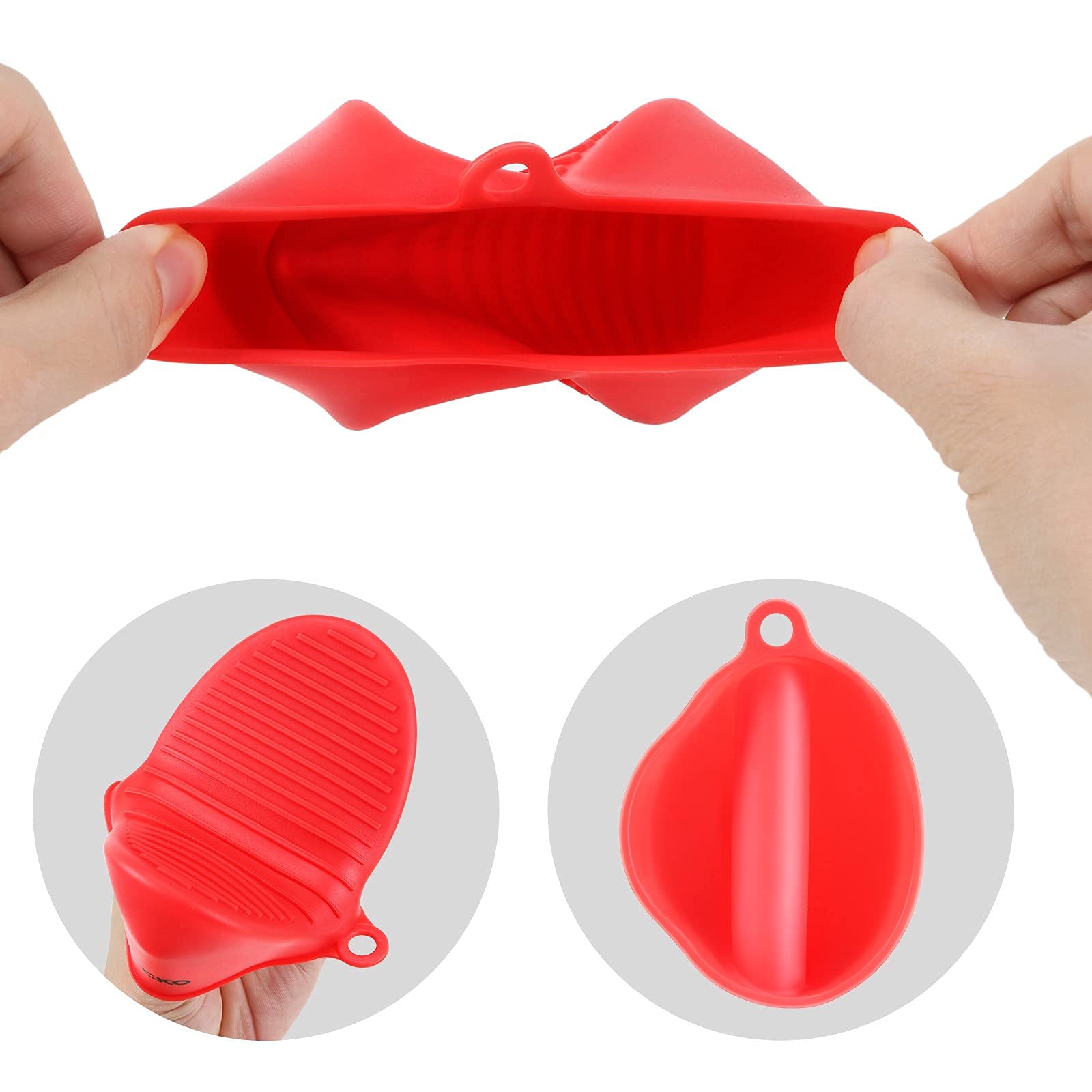 CCKO Mini Oven Gloves - Heat Resistant Silicone Kitchen Mitts for Cooking & Baking - Finger Protection for Grilling, Roasting & Food Handling - Perfect Gift for Home Chefs (Orange)