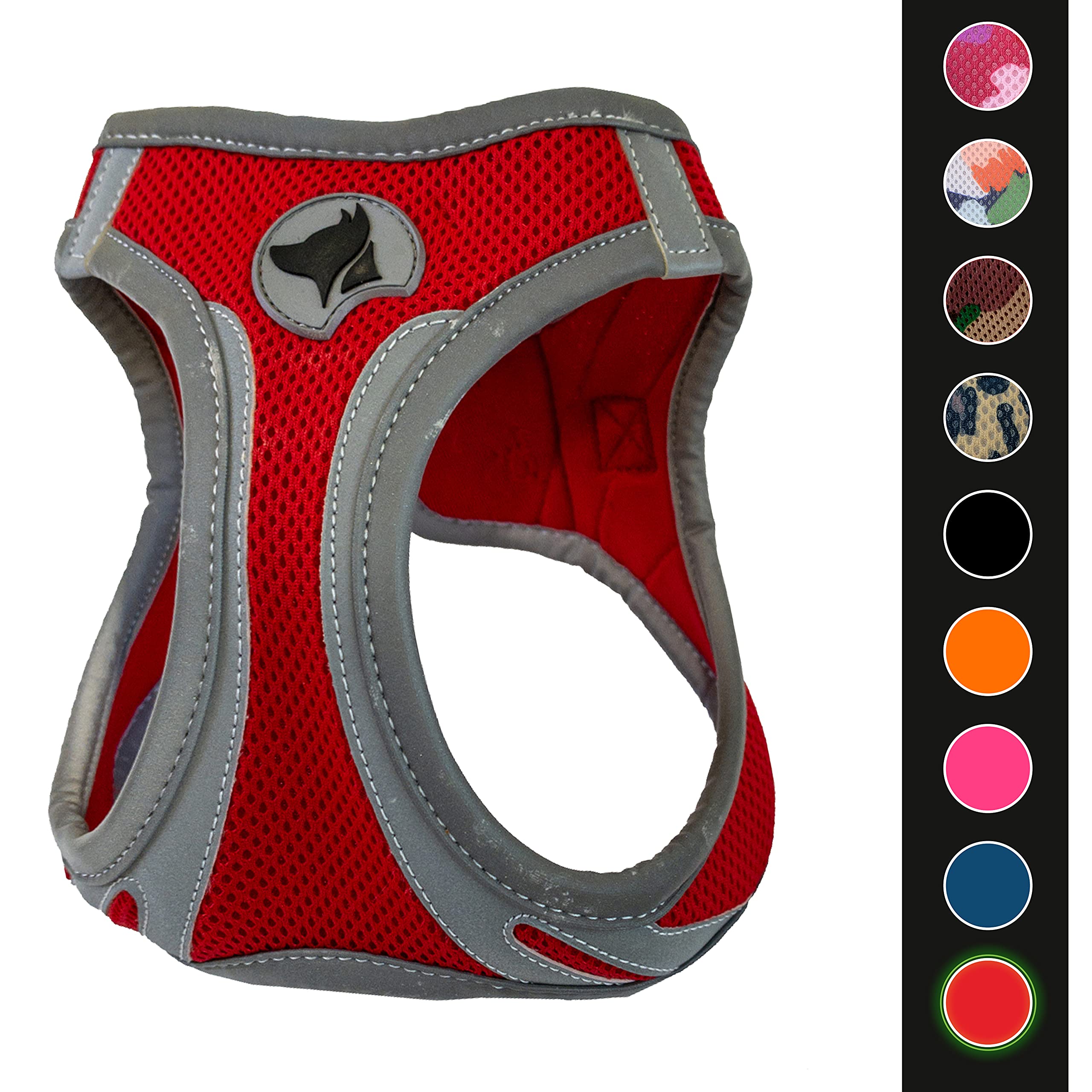 Croci Reflective Hiking Harness for Dogs - Medium Size, Red Safety Vest with High Visibility for Night Walking, Camping & Outdoor Adventures