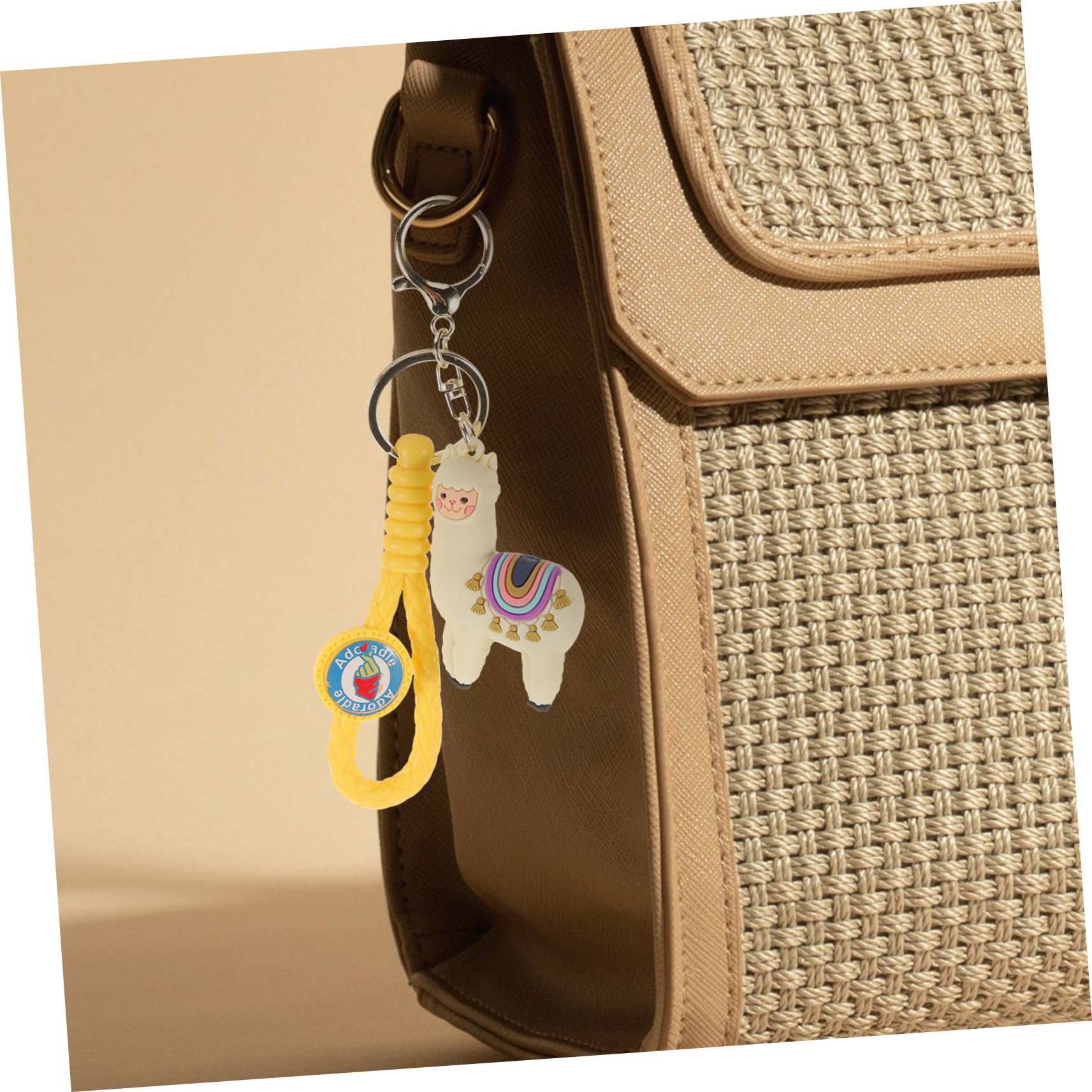 ABOOFAN 2pcs Alpaca Keychain - Soft Plush Christmas Key Pendant, Cute Stuffed Animal Ornaments for Car Keys, Purse & Backpack - Leather Rope & PVC Keyring with Epoxy Charm - Perfect Holiday Gift & Decoration for Christmas Tree, Stocking Stuffers & Party Favors