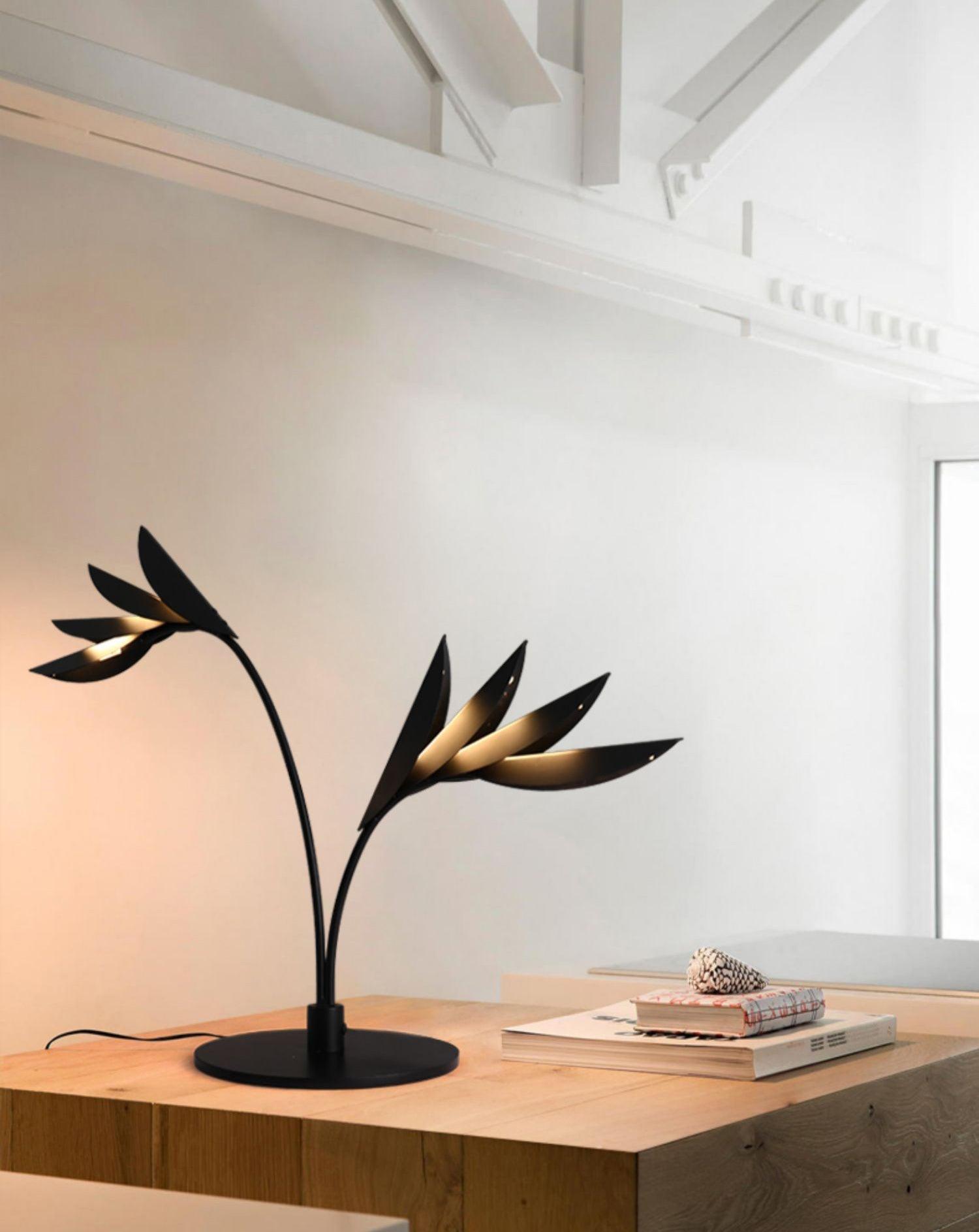 Double Leaf Table Lamp - Modern LED Desk Light with Adjustable Brightness for Home Office, Bedroom, and Study Room - Perfect for Reading, Working, and Relaxing