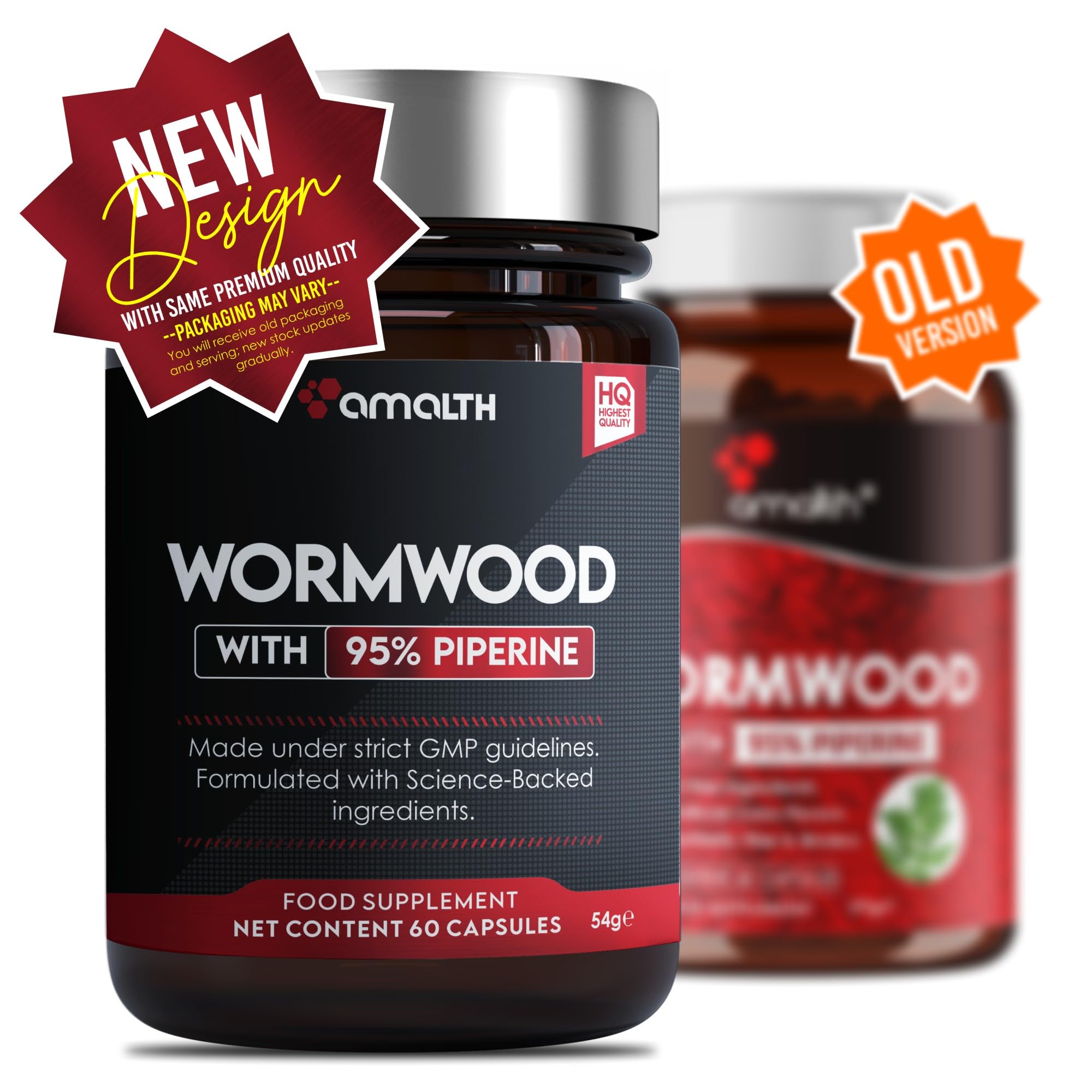 205mg Wormwood Extract Powder - 60 Vegan Capsules, Non-GMO, Gluten-Free | Immune Support & Digestive Health Supplement by Amalth | Perfect for Herbal Wellness Routines & Natural Detox