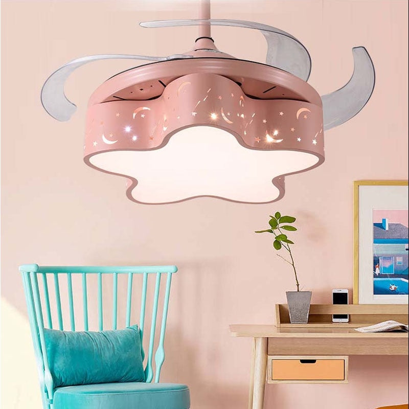 Modern Star LED Ceiling Fan with Light - Energy Efficient Cooling & Lighting for Kids' Bedroom, Nursery, or Playroom - Perfect for Summer Comfort & Nighttime Ambiance