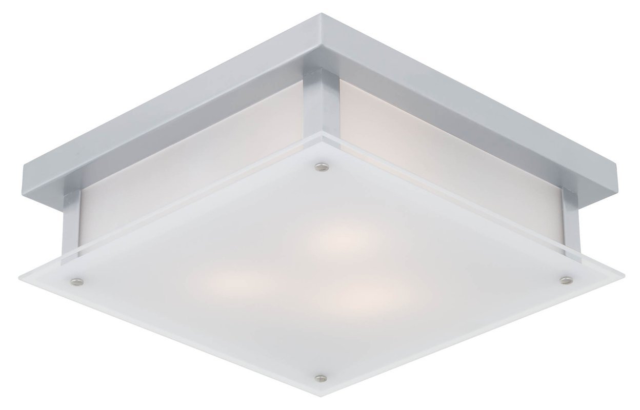DVP10351CH-SSW Modern Flush Mount Ceiling Light with Silk Screened Opal Glass Shades - Chrome Finish for Living Room, Bedroom & Hallway Lighting