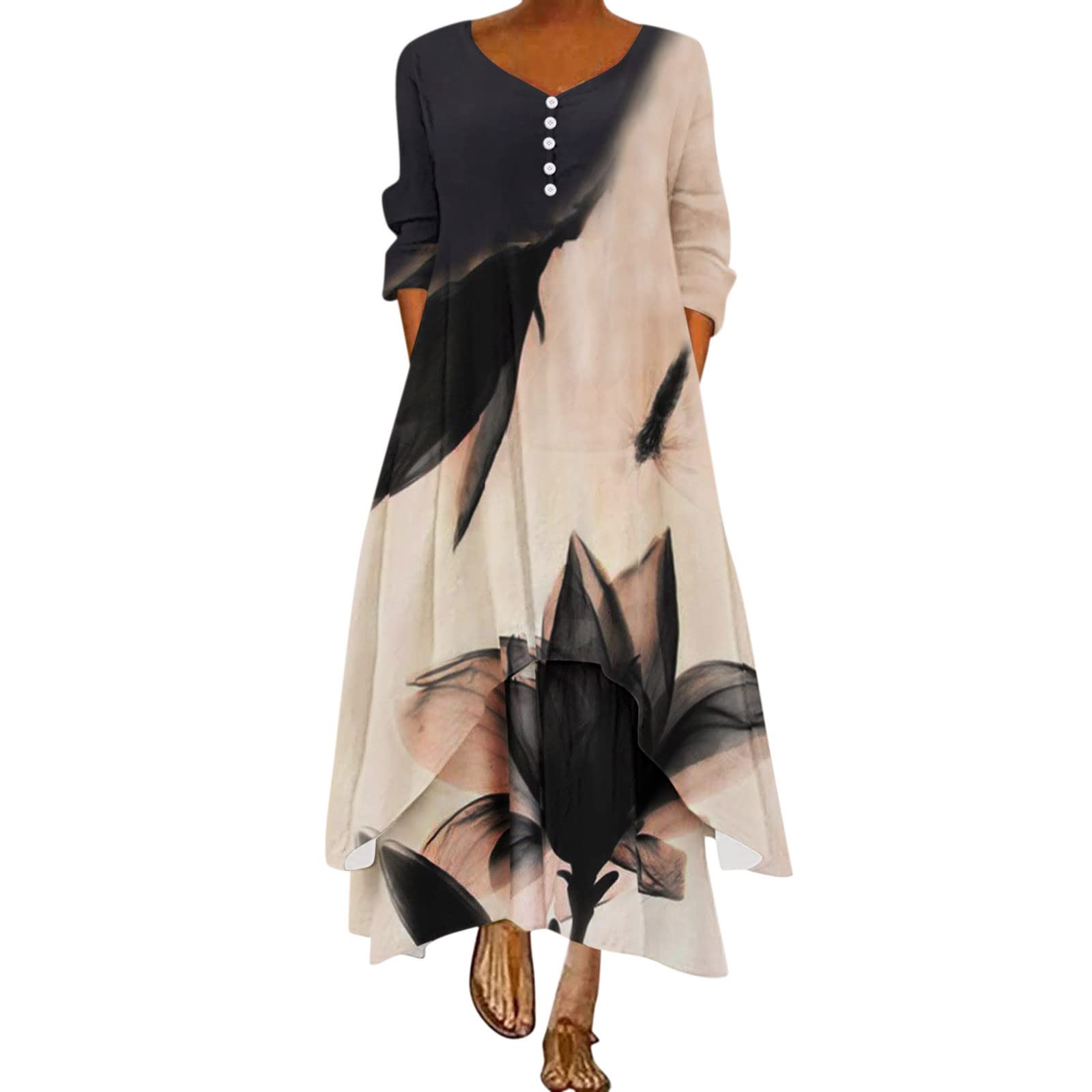 Elegant Vintage Floral Long Party Dress for Women - Wedding Guest, Cocktail & Summer Fall Dresses | Perfect for Weddings, Parties & Special Occasions