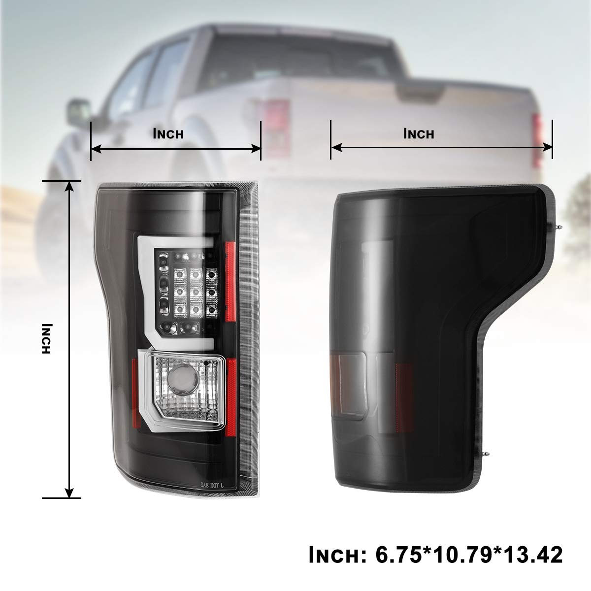Nixon Offroad LED Tail Lights Assembly for 2015-2017 Ford F-150 - Compatible with Factory Halogen Models (Not for LED or Blind Spot System) - Left & Right Pair with Clear Lens - Upgrade for Enhanced Visibility & Style on Off-Road Adventures