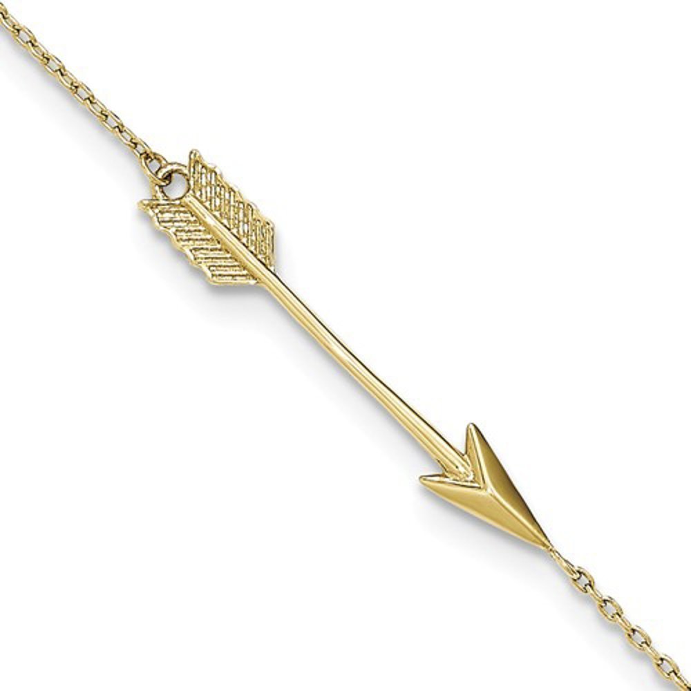 14K Yellow Gold Polished Arrow Anklet Bracelet - Elegant Ankle Jewelry for Women, Perfect for Beach, Parties & Everyday Wear