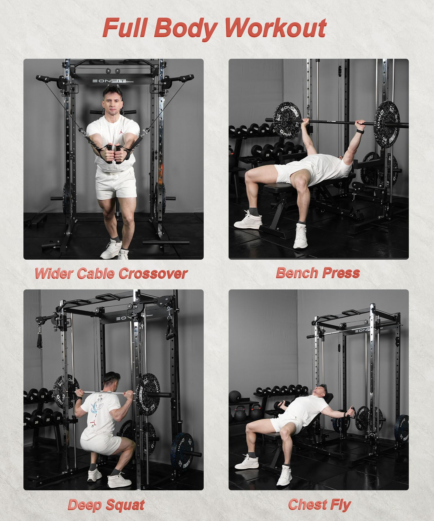 Smith Machine Home Gym Power Cage Squat Rack - Heavy Duty Full Body Workout Equipment for Weight Training & Strength Building | Perfect for Home Gym, Garage & Commercial Use