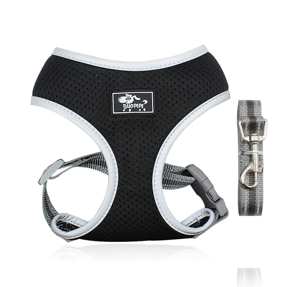 HongGun Reflective Dog Harness and Leash Set - Breathable Mesh Adjustable Pet Vest for Small to Medium Dogs - Perfect for Night Walks, Jogging & Outdoor Adventures