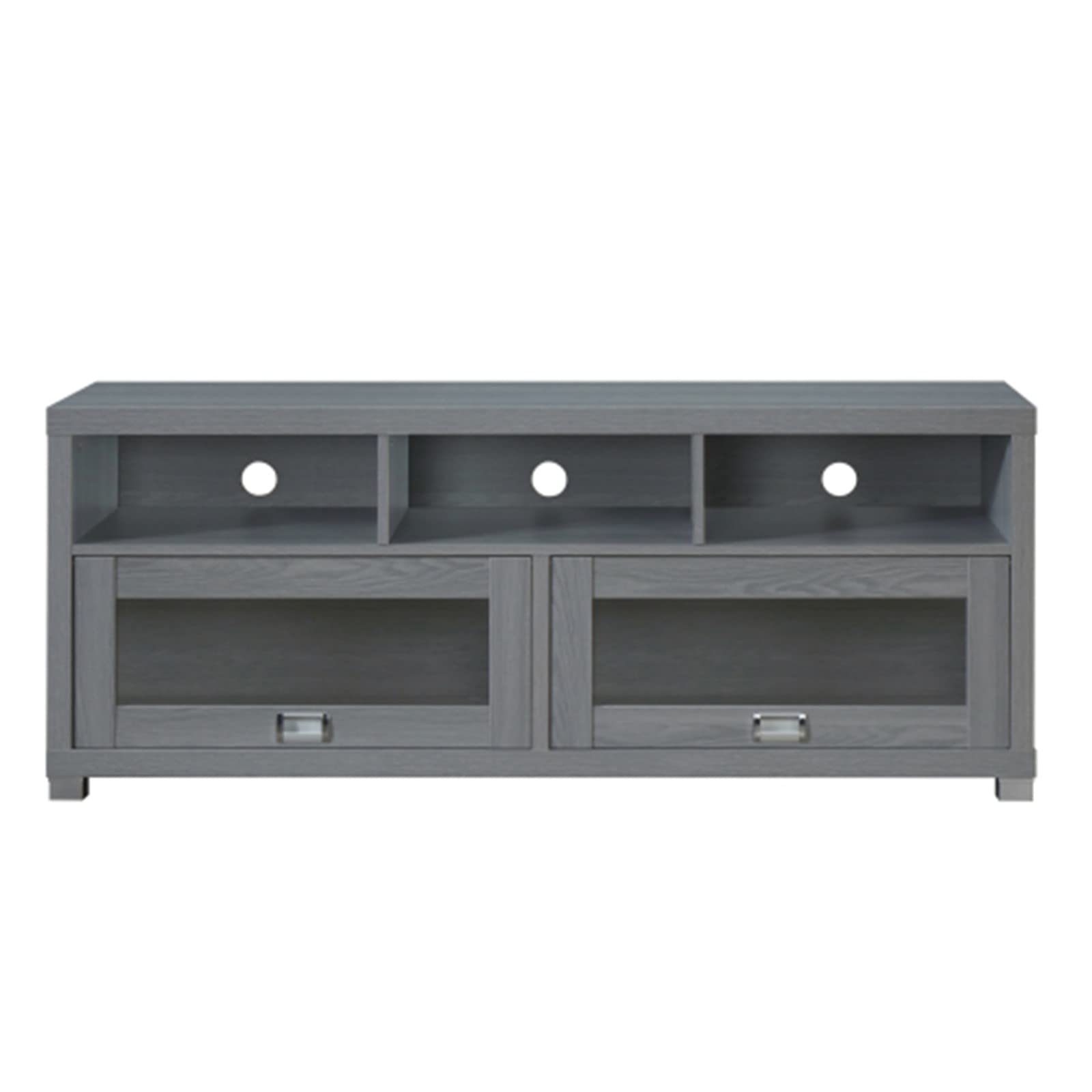 HEMOTONE 75 Inch TV Stand with 2 Glass Doors, Storage Space & 3 Shelves - Modern Entertainment Center for Living Room, Bedroom & Home Theater Accessories