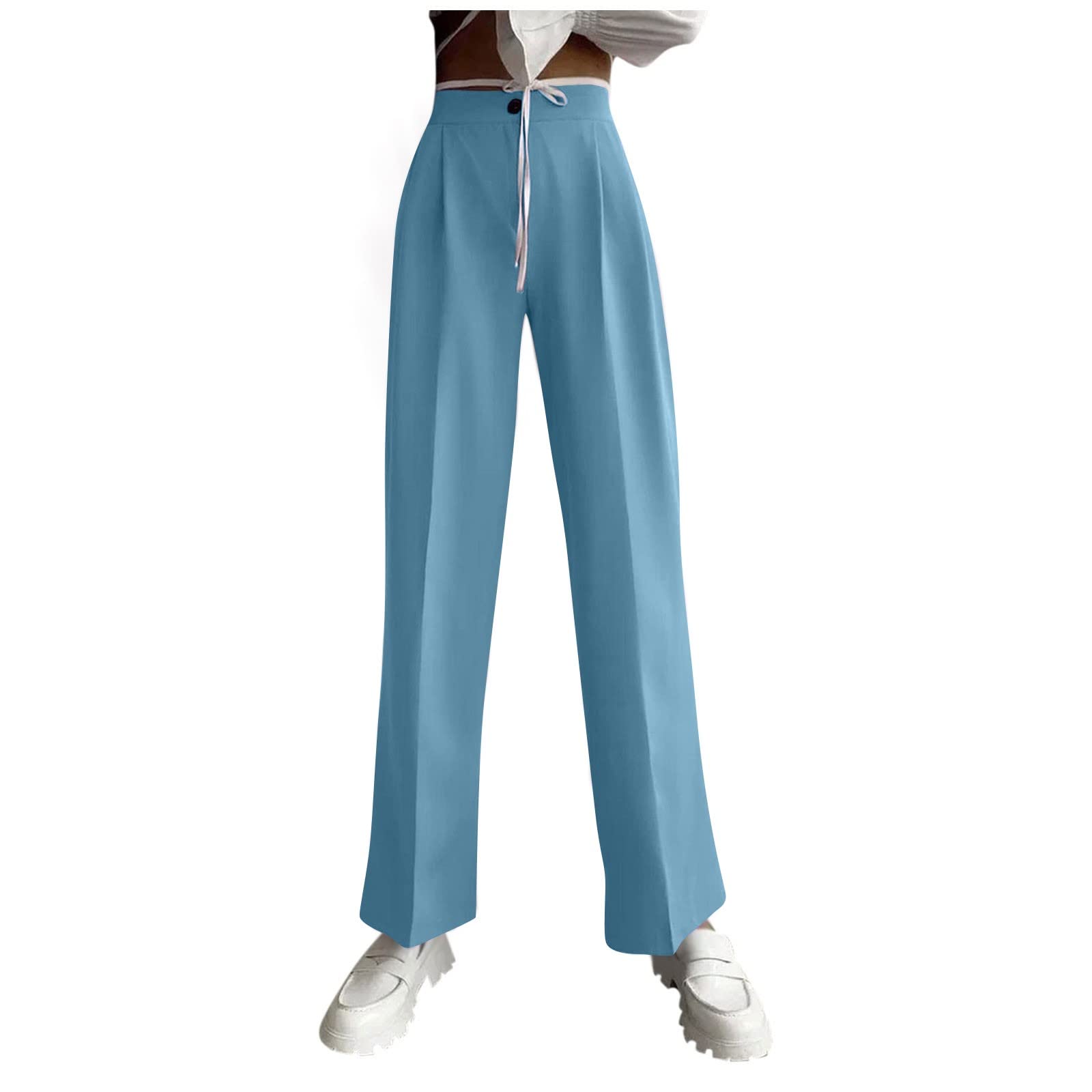 Segaven Women's Solid Loose Fit Suit Pants with Elastic Waist - Comfortable Business Casual Office Work Pants for Spring Summer Fall - Perfect for Workwear, Business Meetings & Professional Outfits