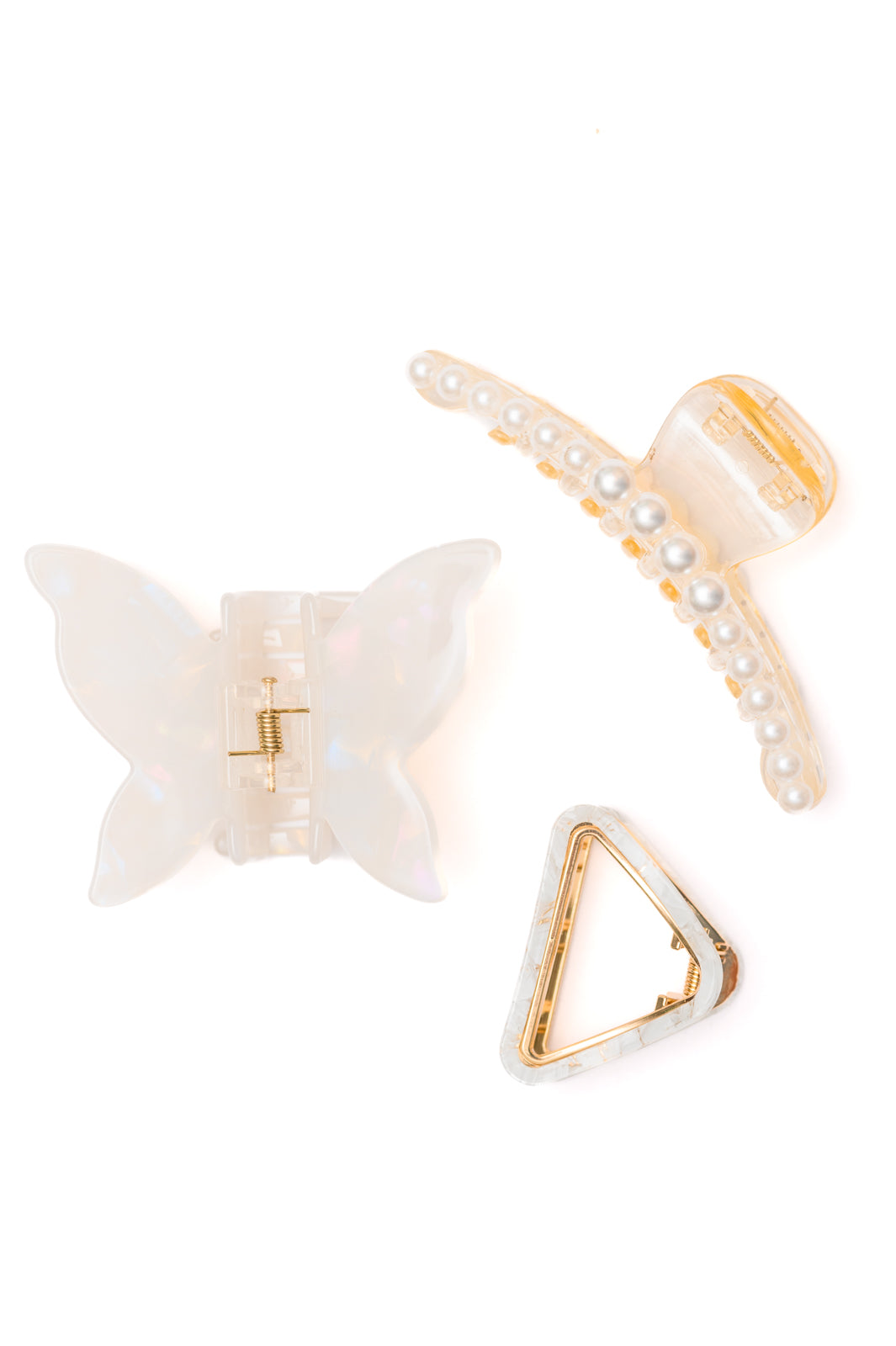 3-Piece Pearl and Marble Hair Clips Set - Elegant Hair Accessories for Women, Girls, Bridal & Special Occasions