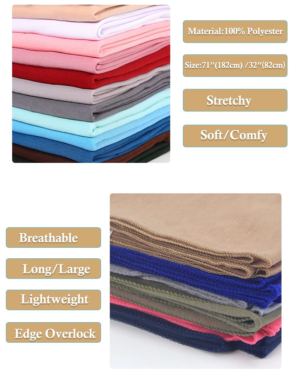 Stylish Stretch Head Wraps for Black Women - Large Hair Wraps, Hijab Scarves & Turban Headbands for Muslim Women | Perfect for Daily Wear, Workouts & Special Occasions