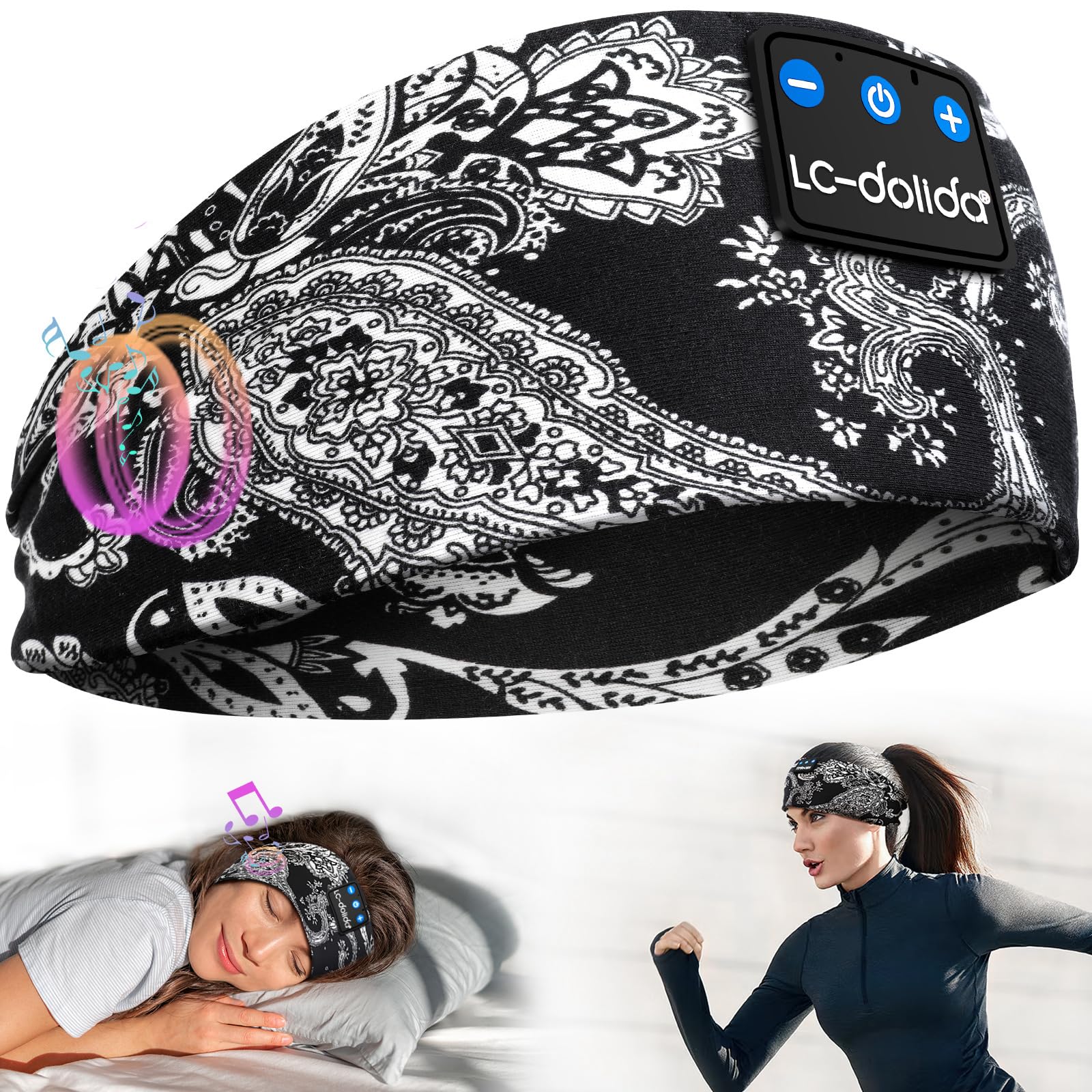 Wireless Sleep Headphones with Bluetooth & Built-in Mic - HD Stereo Sound Sports Headband & Eye Mask Combo - Perfect for Sleeping, Yoga, Travel & Relaxation - Cool Tech Gadgets & Unique Birthday Gifts