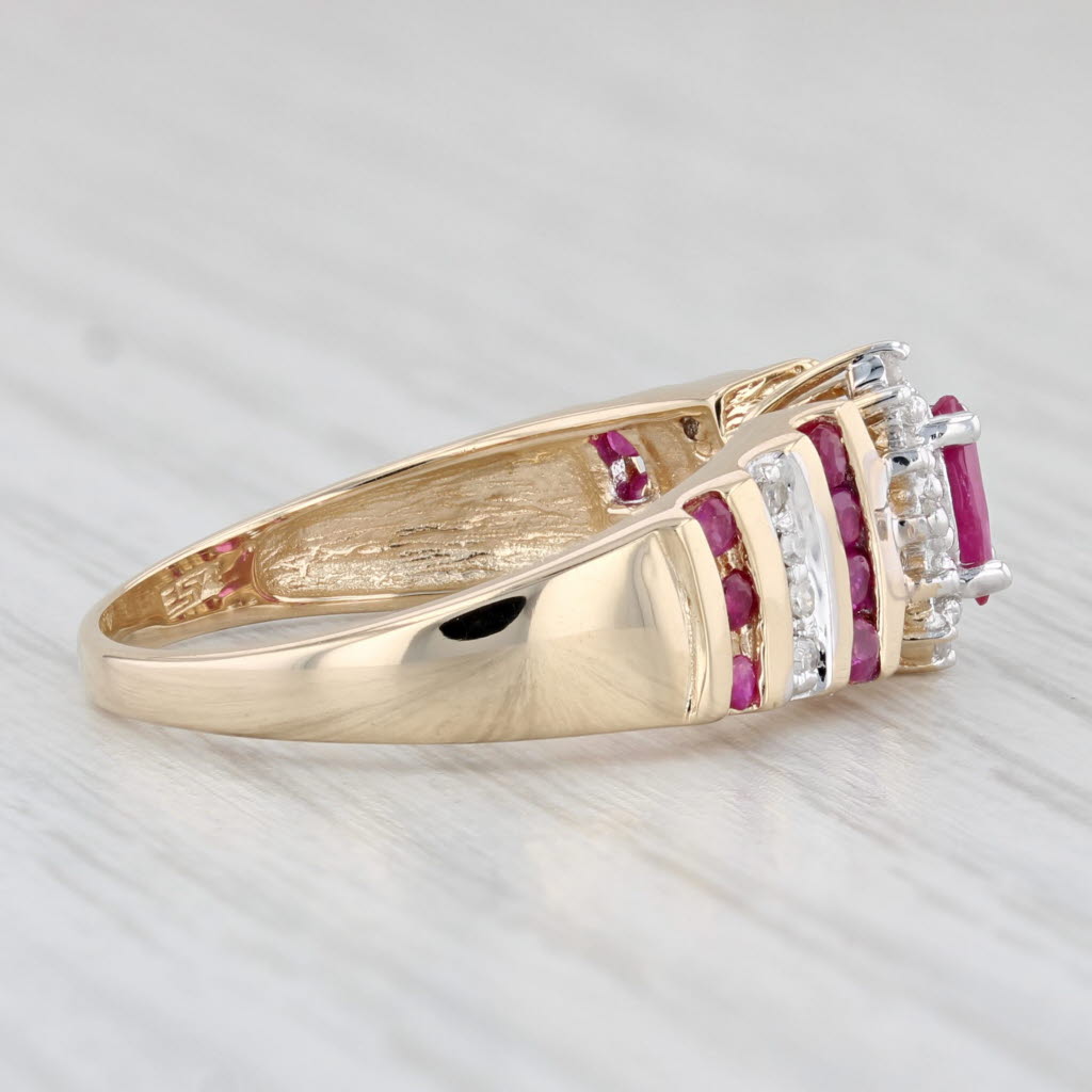 0.43ctw Marquise Ruby & Diamond Halo Engagement Ring in 10K Yellow Gold, Size 7.5 - Perfect for Proposals, Anniversaries & Special Occasions
