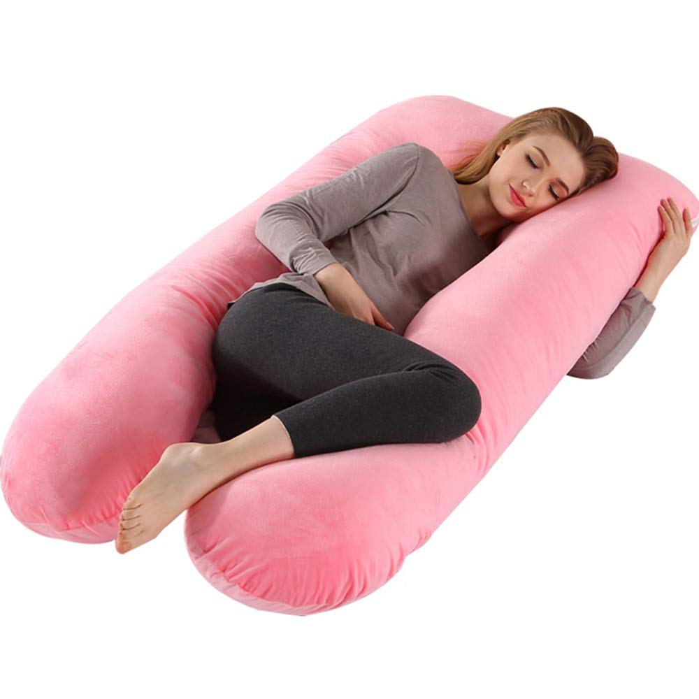 Pink Maternity Body Pillow for Pregnant Women - Cooling Jersey Cover for Comfort - Pregnancy Support Pillow for Back & Hip Pain Relief - Perfect for Sleeping, Nursing & Relaxing During Pregnancy