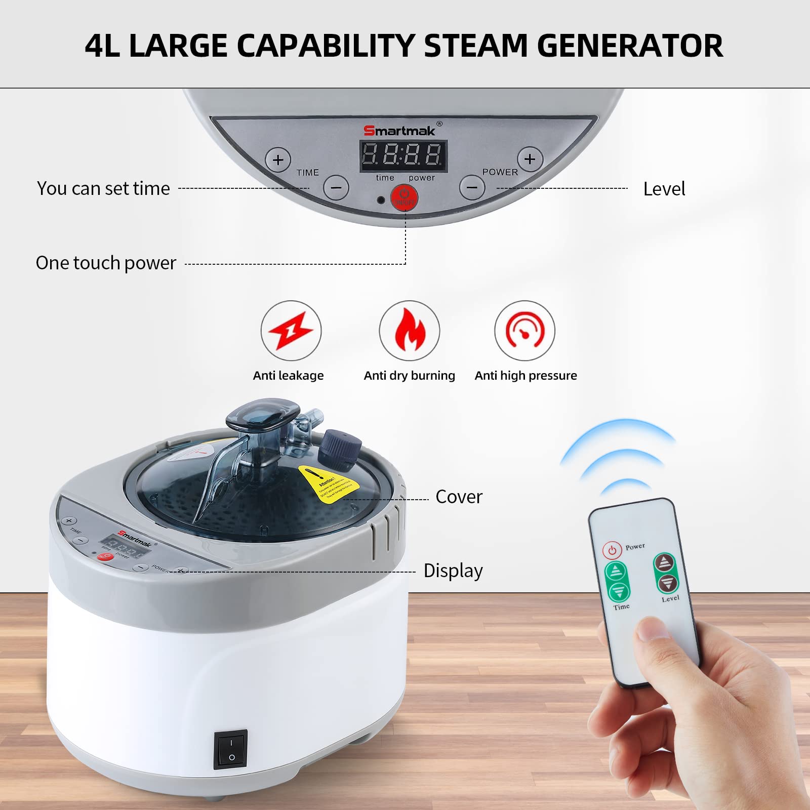 Smartmak Full Size Steam Sauna for Home - 1-2 Person Portable Spa with 4L Steamer, Large Body Relaxation Space (Black/Grey) - Perfect for Stress Relief, Detox & Muscle Recovery After Workout