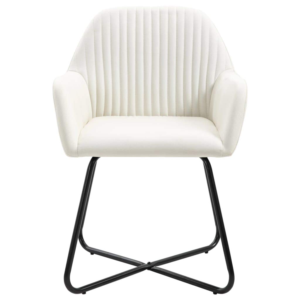 SKM Modern Dining Chairs Set of 2 - Cream Fabric Upholstered Kitchen Chairs with Sturdy Metal Legs - Perfect for Dining Room, Kitchen, Breakfast Nook and Small Spaces