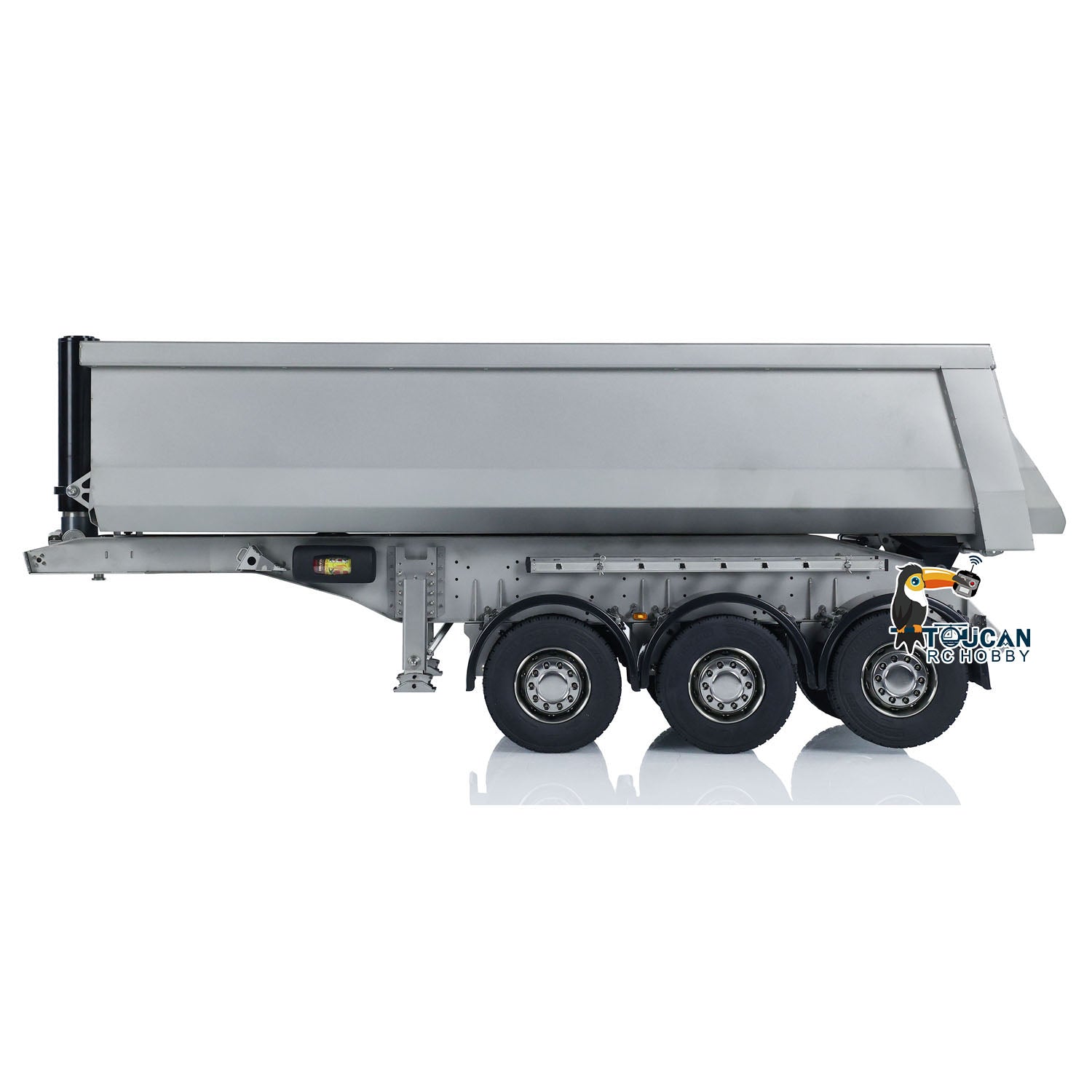 1/14 Scale Hydraulic RC Dump Trailer with 3 Axles - Remote Control Tractor Truck Accessory with Realistic Sound & Light System (Pre-Assembled, Unpainted) - Perfect for Construction Site Dioramas, RC Truck Shows & Collectors