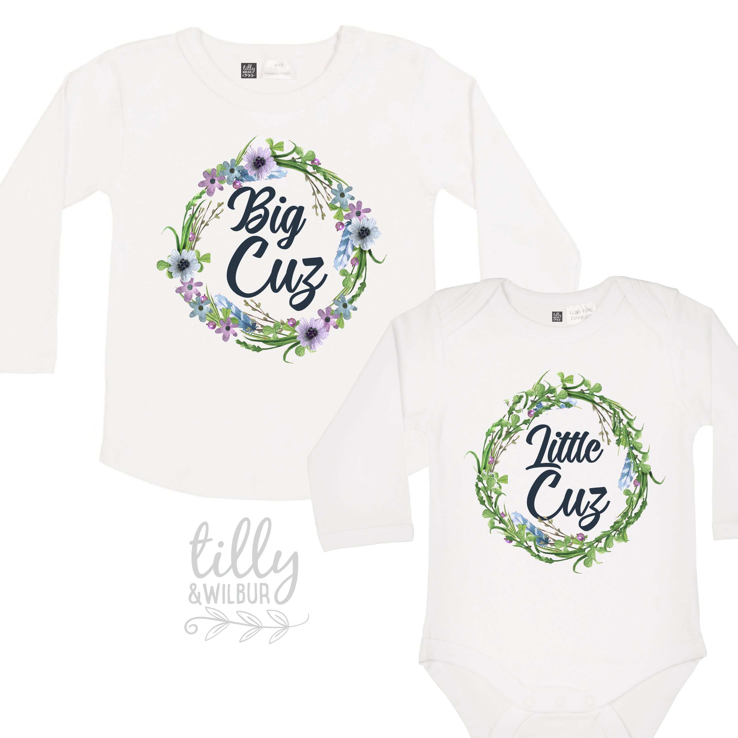 Big Cuz Little Cuz Matching Family Outfits - Long Sleeve Sibling & Parent-Child Sets for Family Photos, Holidays & Special Occasions
