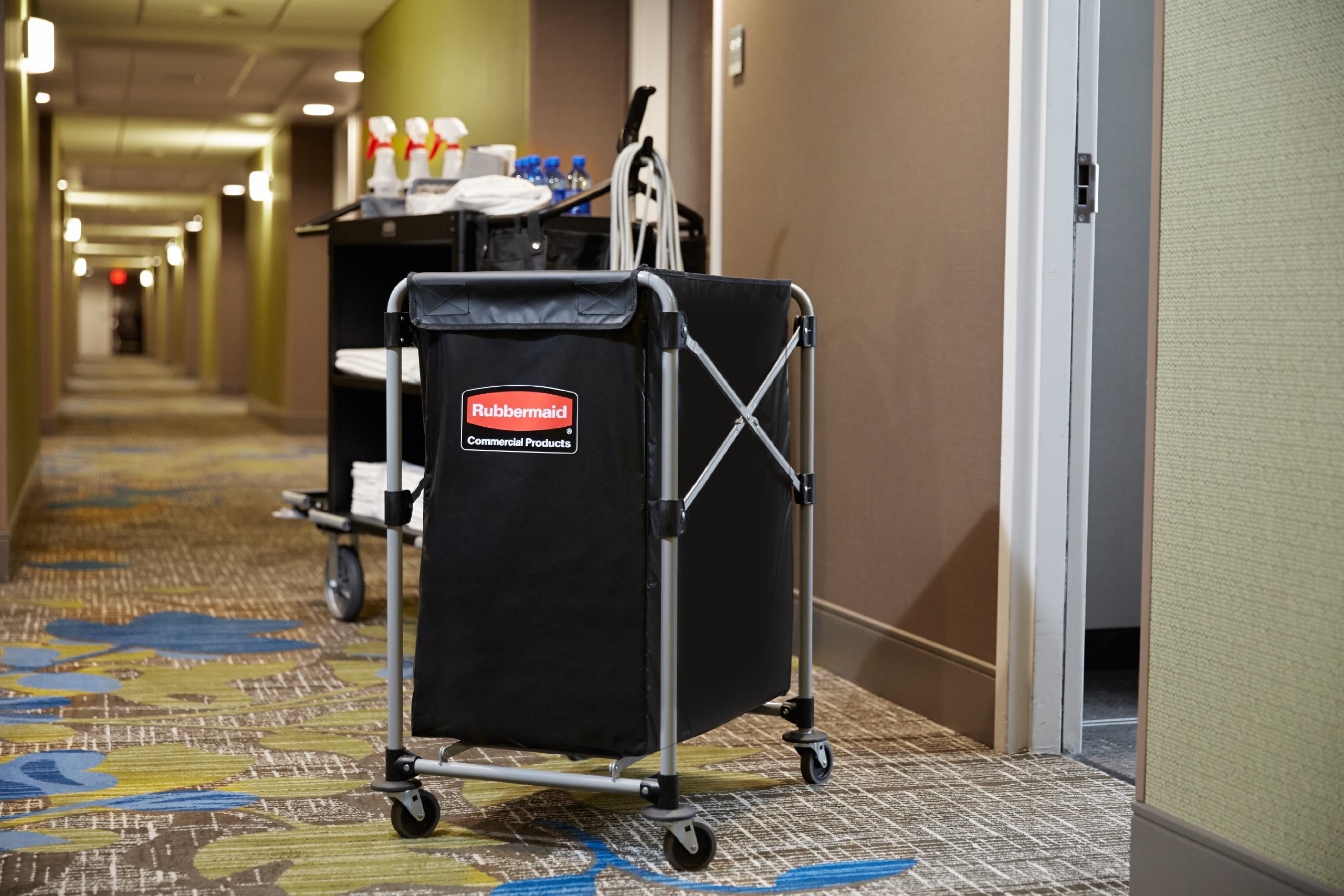 Rubbermaid Commercial Collapsible X Cart - 4 Bushel Steel Laundry Bin with Wheels for Hotel, Nursing Home, College & Home Use | Heavy Duty Utility Cart for Laundry, Supplies & Groceries | Easy Mobility & Space Saving Design
