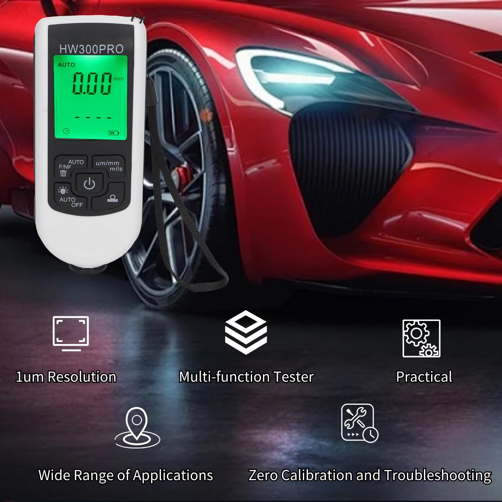 Premium Digital Coating Thickness Gauge - High Precision Automotive Paint Thickness Meter with Ultra-Sensitive Probe | Perfect for Car Paint Inspection, Auto Body Repair & Quality Control in Vehicle Manufacturing