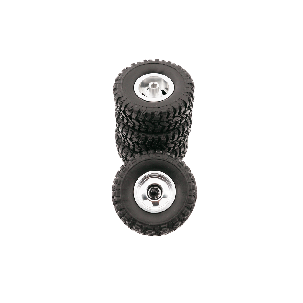 WPL 1/16 Scale Metal Wheels (4PCS) - Silver/Black with Optional Tires for RC Crawler, Rock Racer & Off-Road Vehicle Upgrades