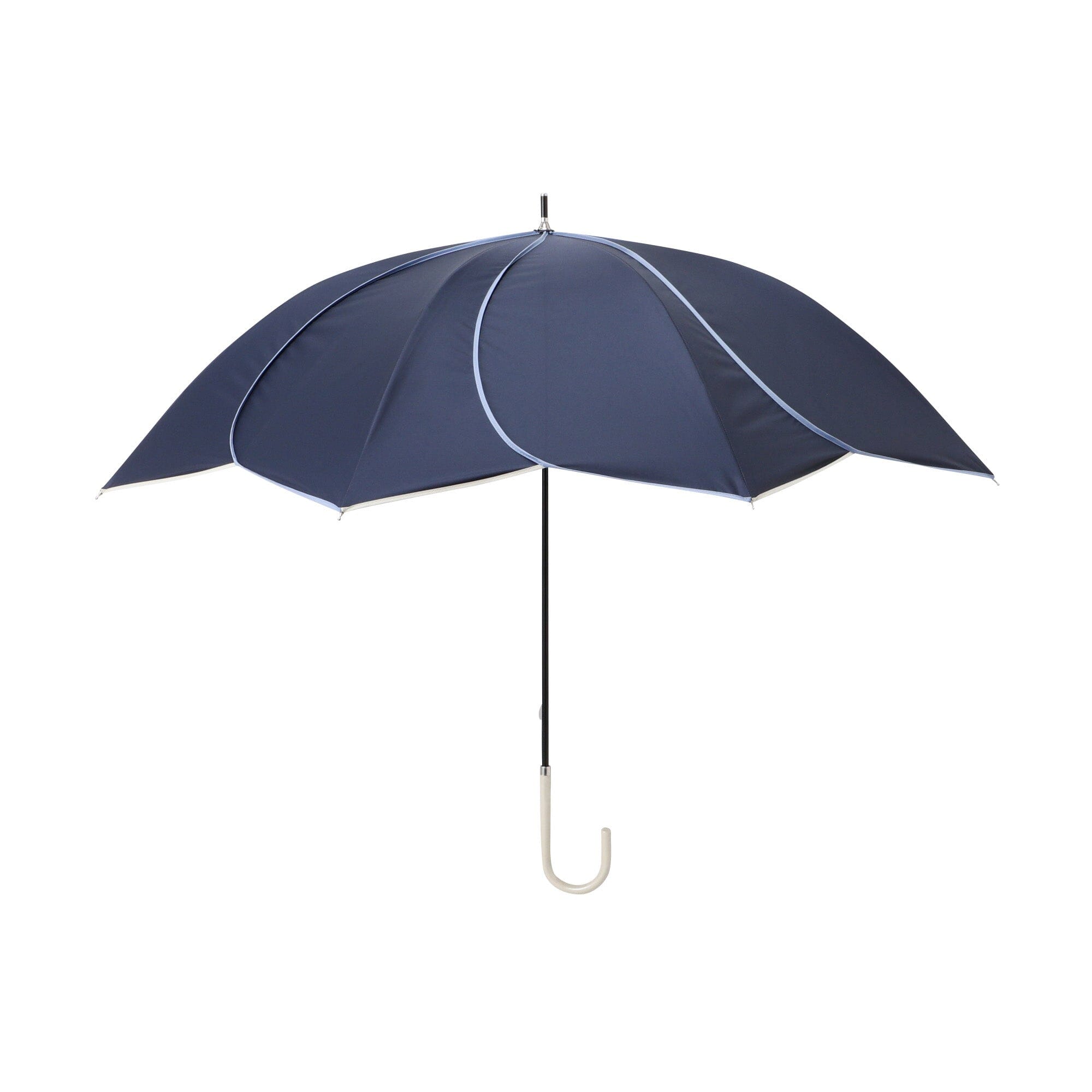 Bicolor Piping Long Umbrella 58Cm Navy - UV Protection & Waterproof for Sunny & Rainy Days - Perfect for Outdoor Activities, Commuting, and Travel