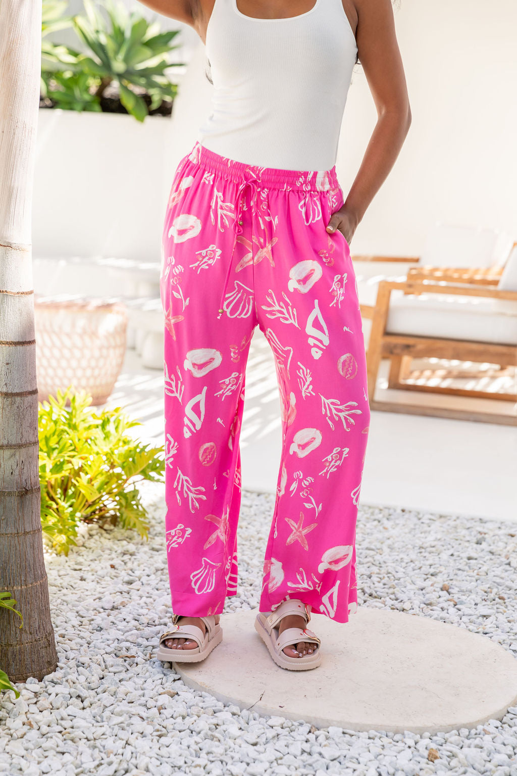 Gina Women's High-Waisted Yoga Pants with Ocean Life Print - Perfect for Yoga, Gym, and Casual Wear